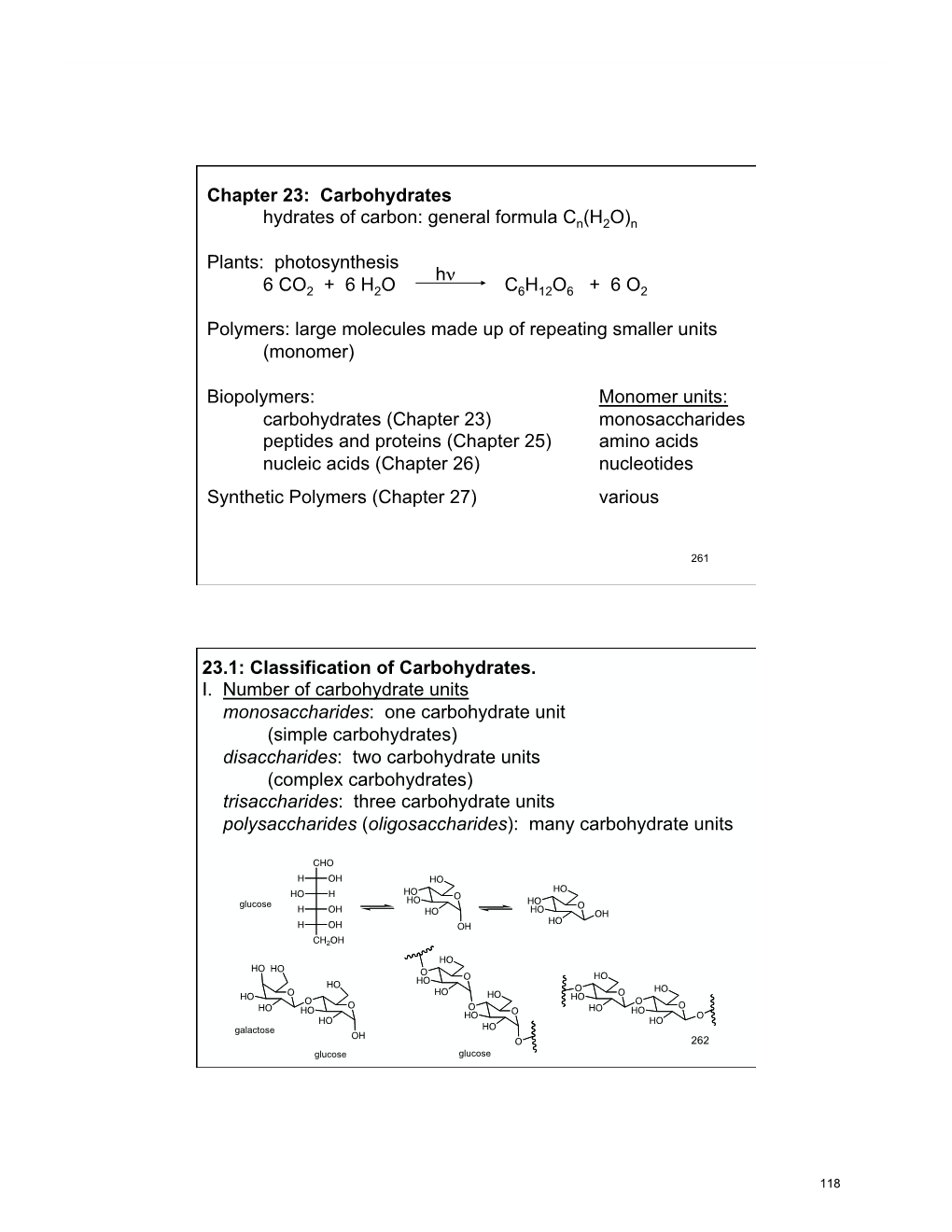 Chapter 23: Carbohydrates Hydrates of Carbon: General Formula Cn(H2O