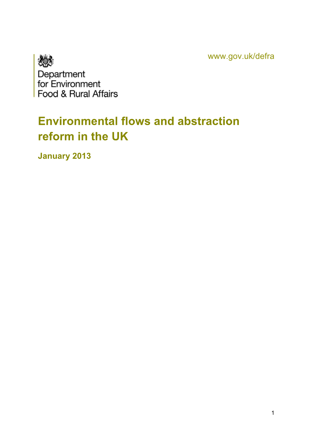 Environmental Flows and Abstraction Reform in the UK