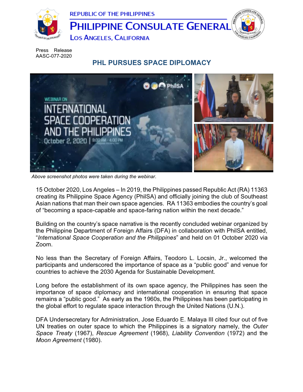 Phl Pursues Space Diplomacy
