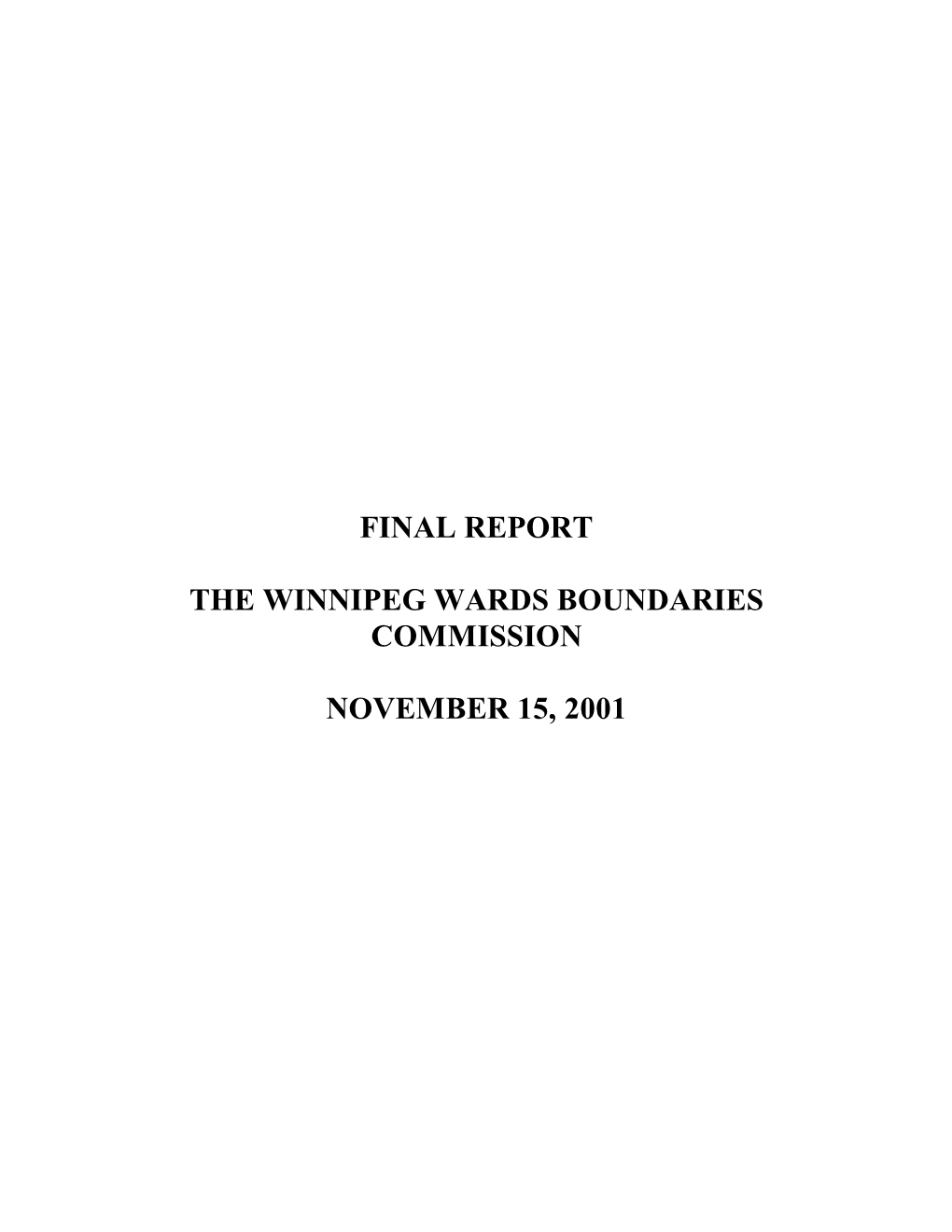 2001 WBC Final Report