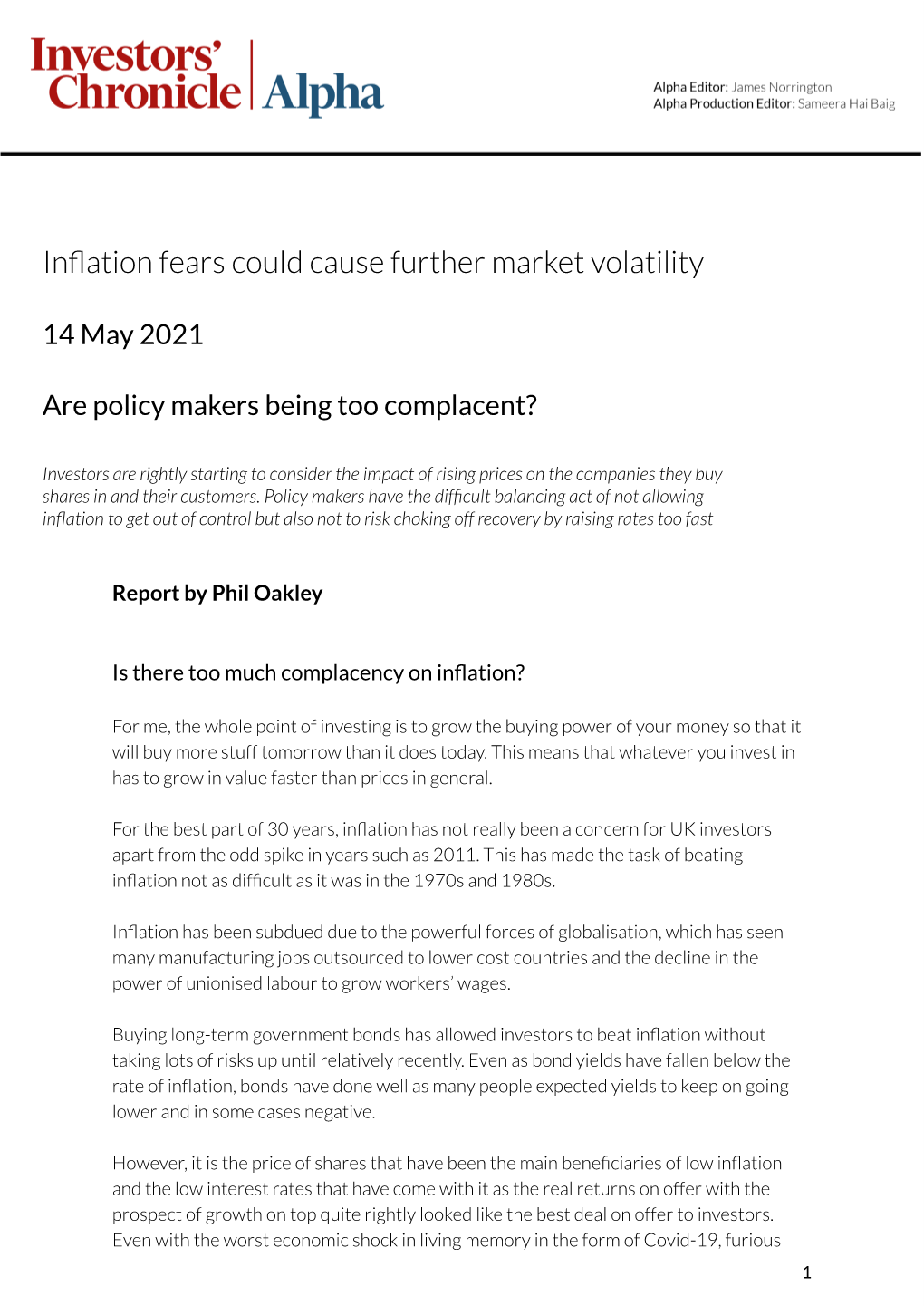 Inflation Fears Could Cause Further Market Volatility