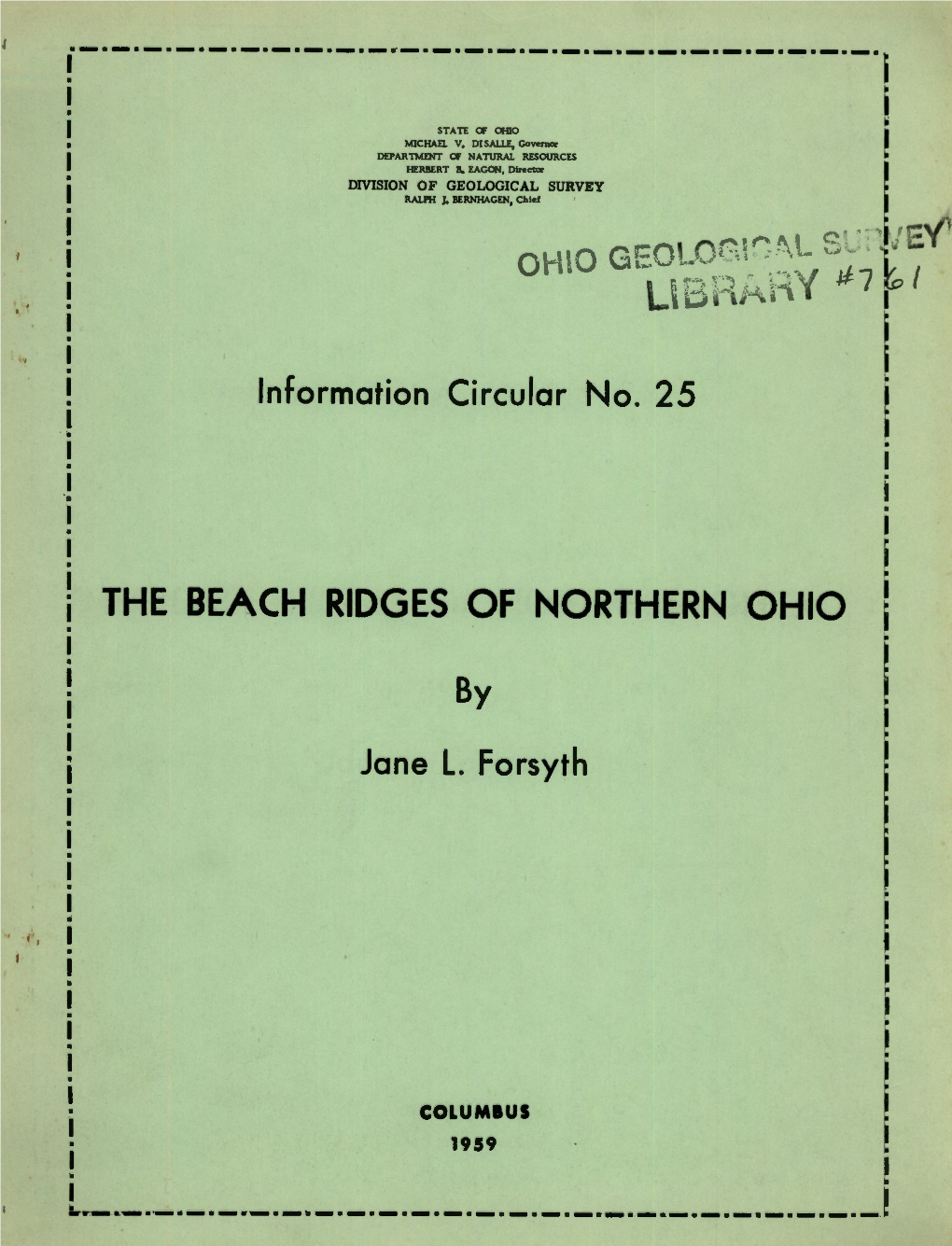 THE BEACH RIDGES of NORTHERN OHIO I by Jane L