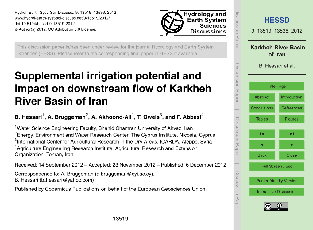 Karkheh River Basin of Iran