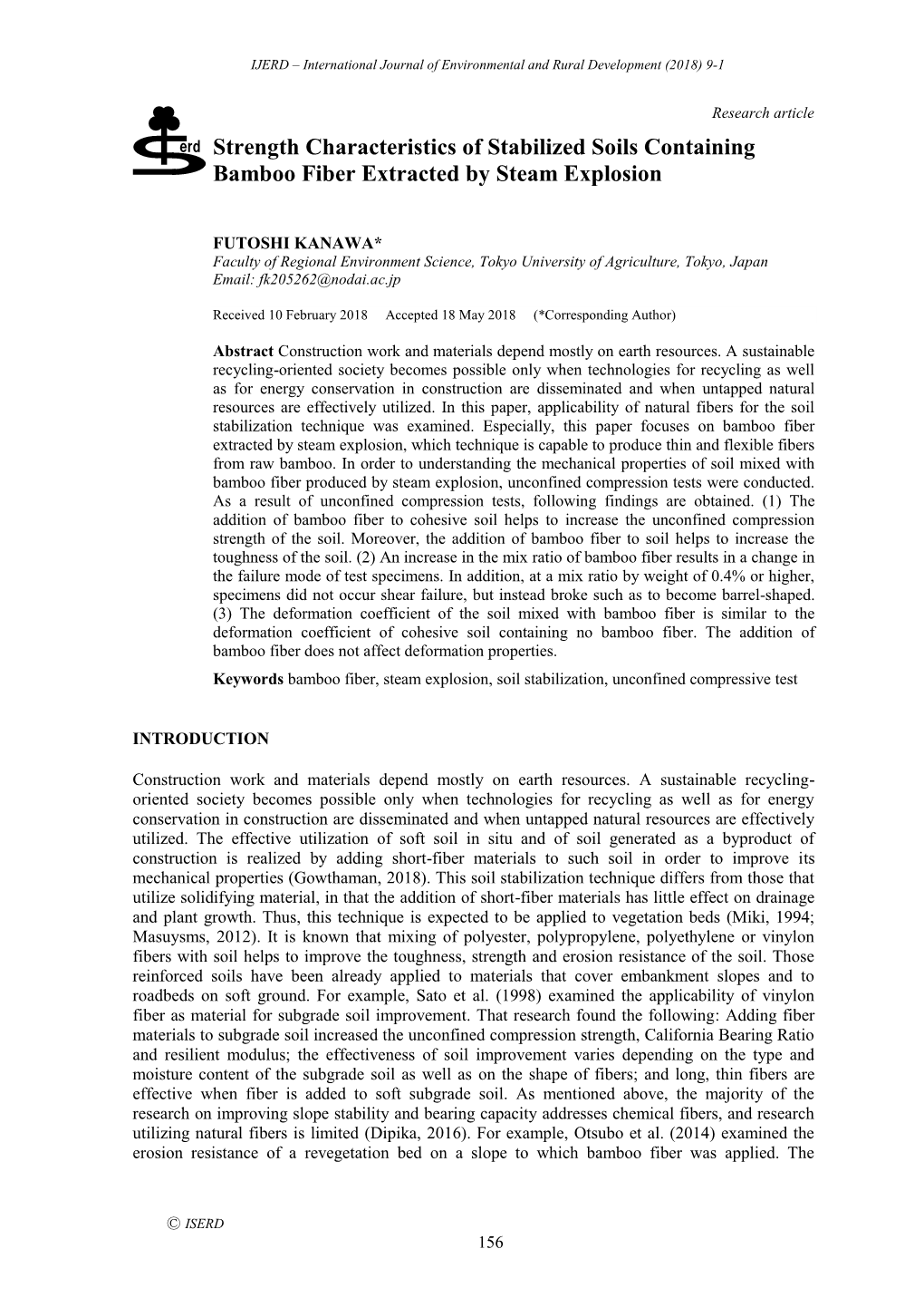 Strength Characteristics of Stabilized Soils Containing Bamboo Fiber Extracted by Steam Explosion