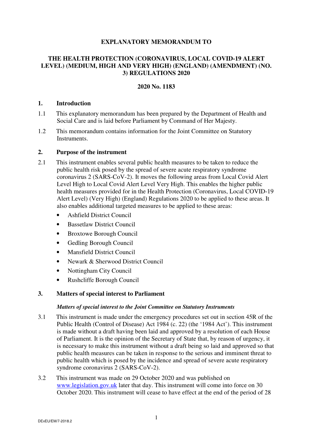 The Health Protection (Coronavirus, Local Covid-19 Alert Level) (Medium, High and Very High) (England) (Amendment) (No