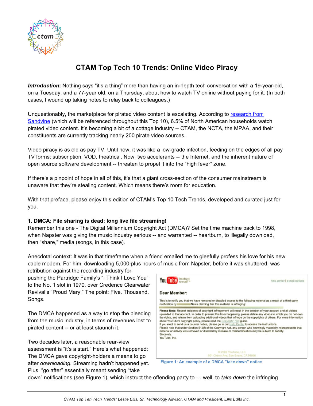 CTAM Top Tech 10 Trends: Online Video Piracy