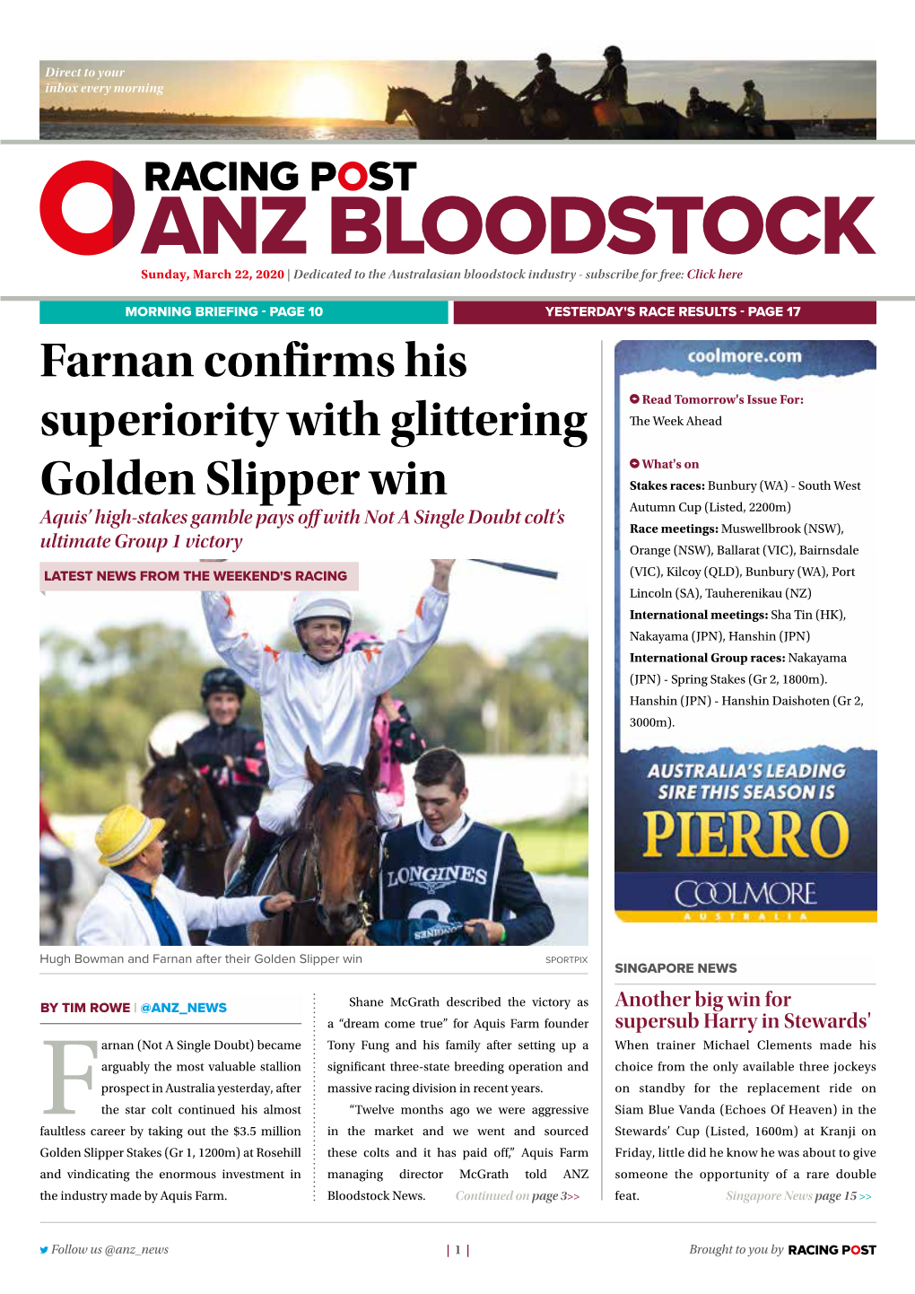 Farnan Confirms His Superiority with Glittering Golden Slipper