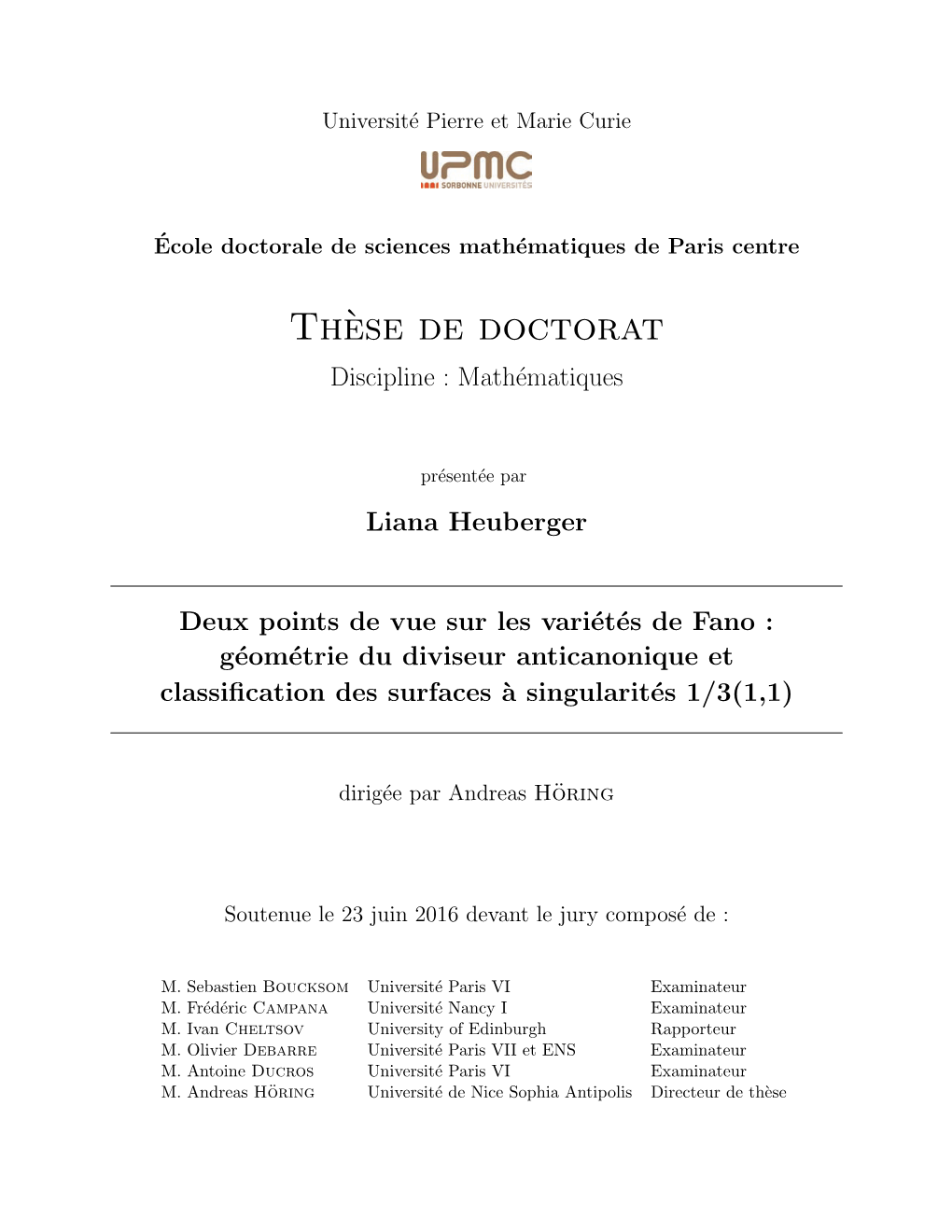 Th`Ese De Doctorat