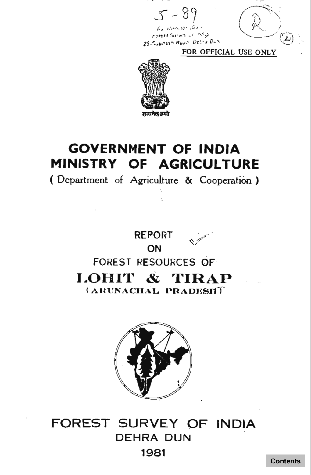 GOVERNMENT of INDIA MINISTRY of AGRICULTURE L .. OHIT & Rrlrl