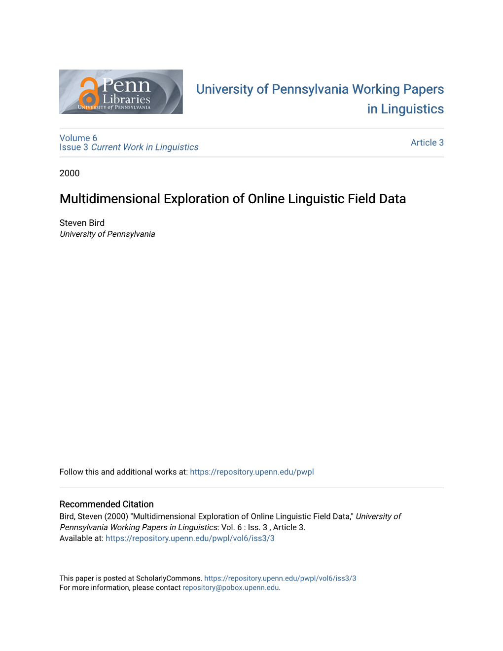 Multidimensional Exploration of Online Linguistic Field Data