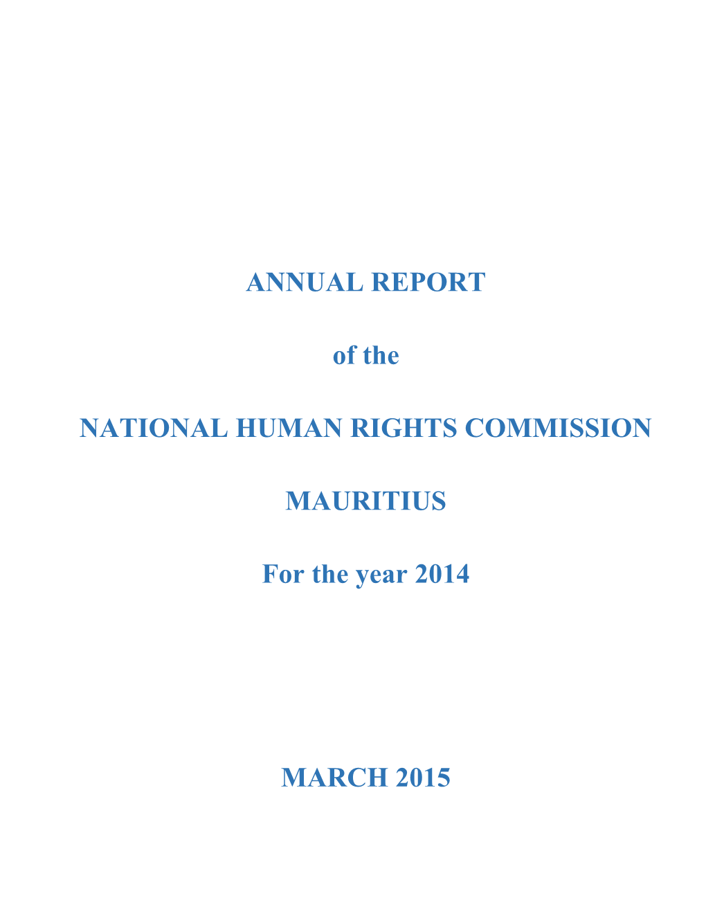 Annual Report Year Ended 2014