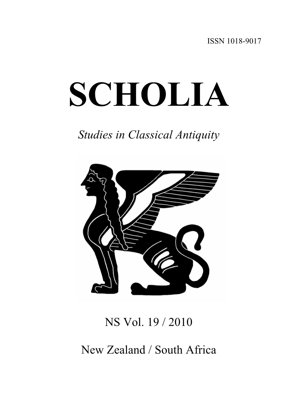 Studies in Classical Antiquity NS Vol. 19 / 2010 New Zealand / South Africa