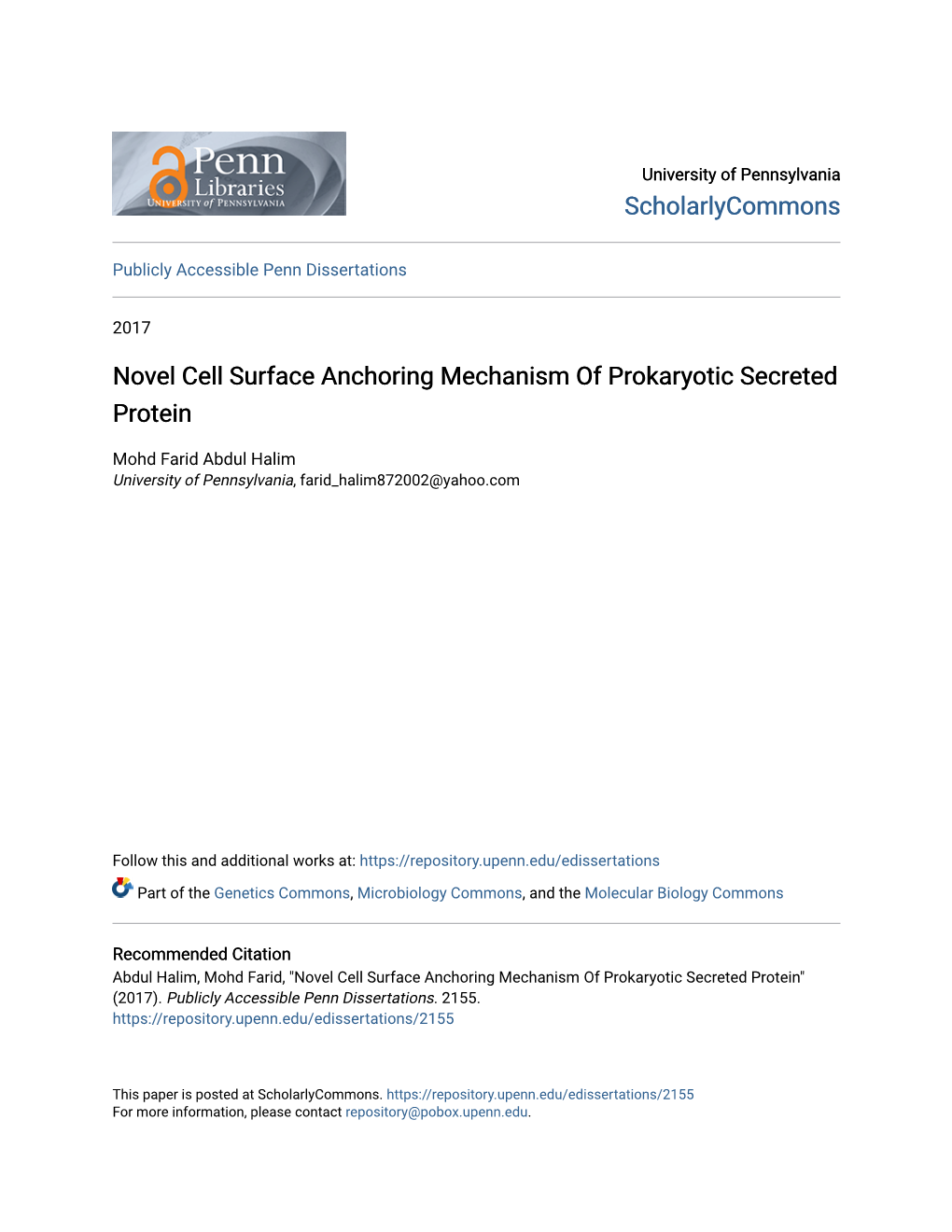 Novel Cell Surface Anchoring Mechanism of Prokaryotic Secreted Protein