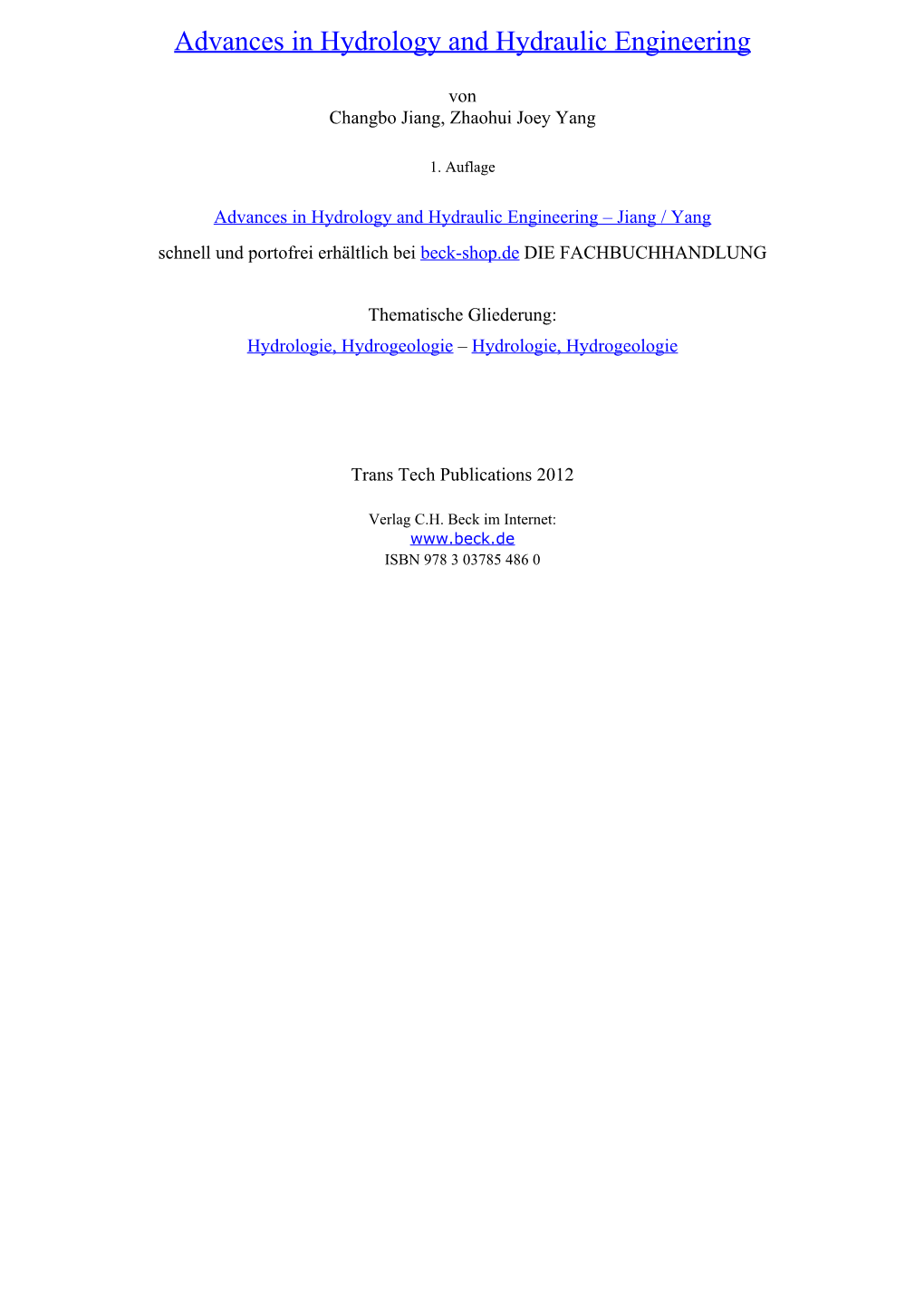 Advances in Hydrology and Hydraulic Engineering