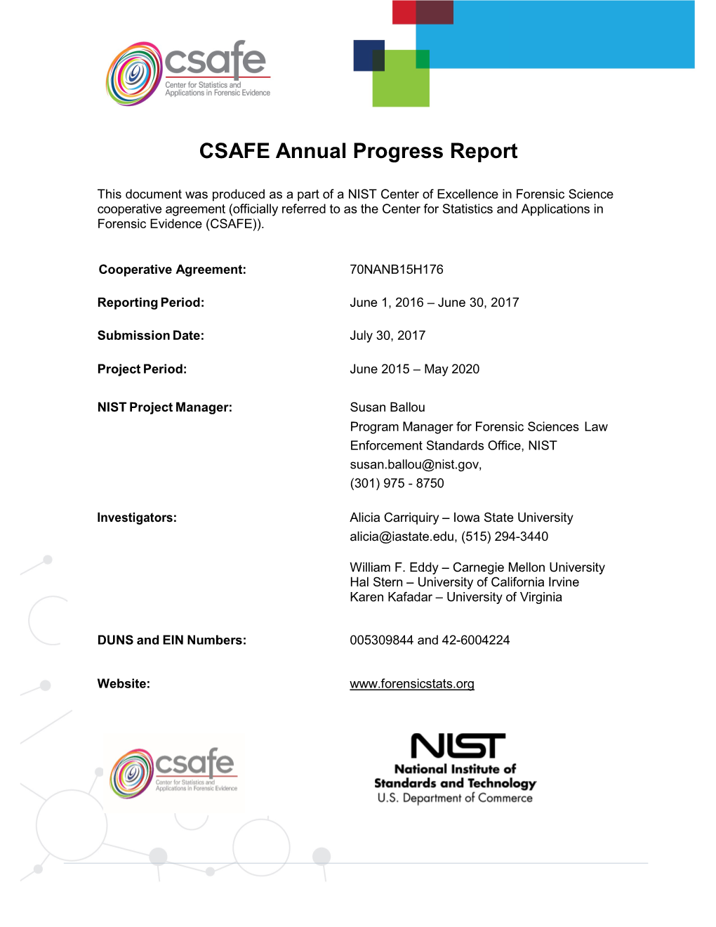 CSAFE Annual Progress Report