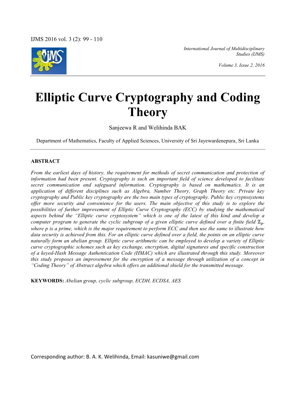 Elliptic Curve Cryptography and Coding Theory