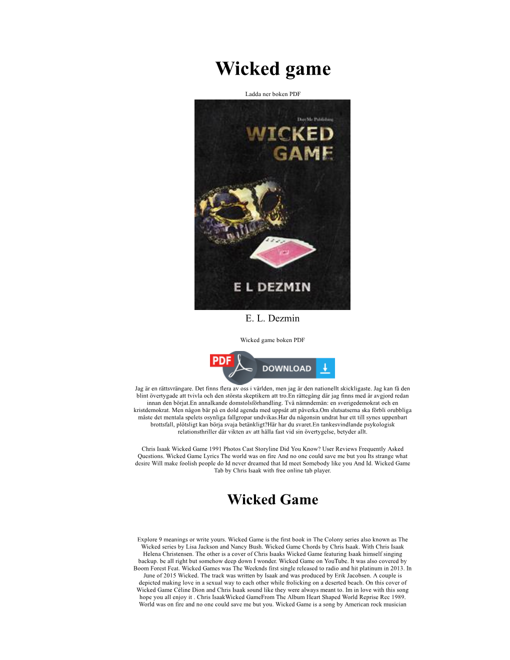 Wicked Game EL Dezmin Bok PDF Epub Fb2 Boken