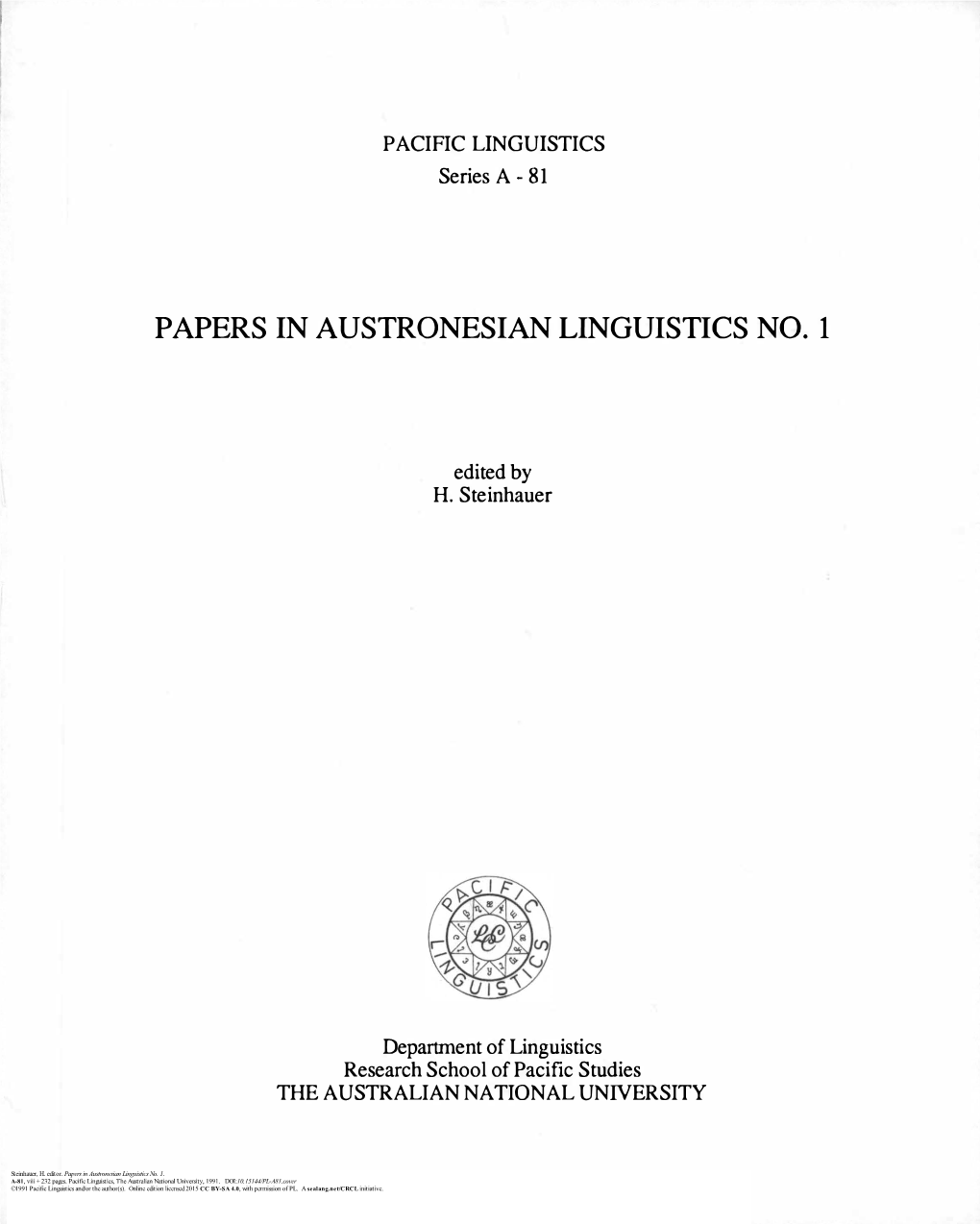 Papers in Austronesian Linguistics No. 1