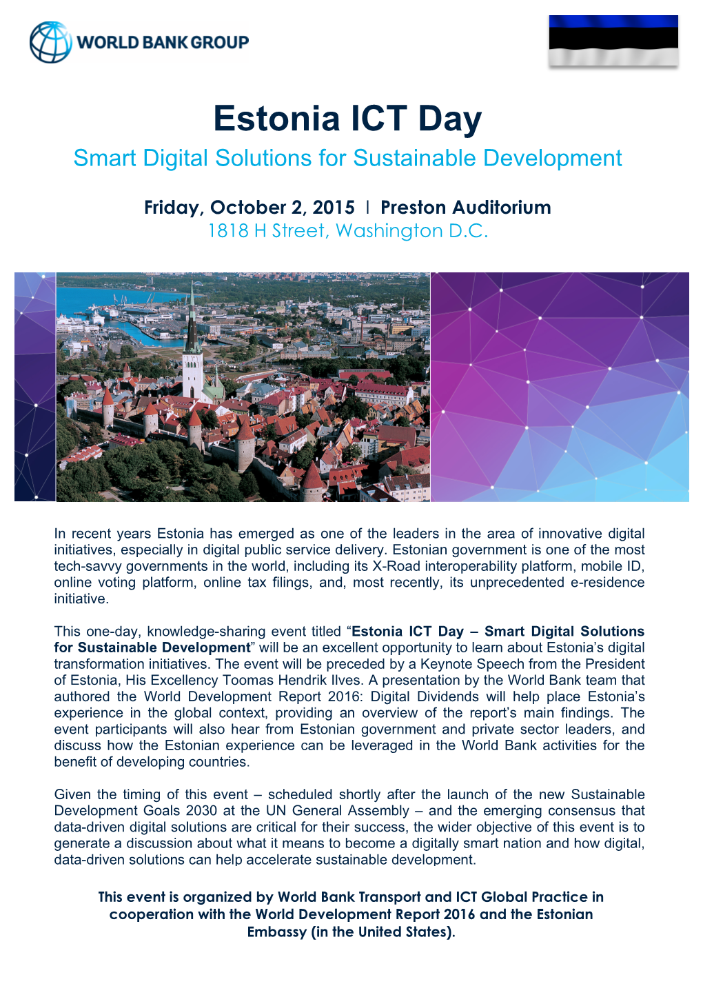 Estonia ICT Day Smart Digital Solutions for Sustainable Development