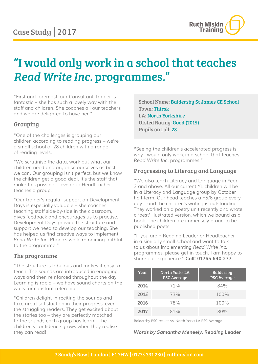 Baldersby St James CE School Staff and Children