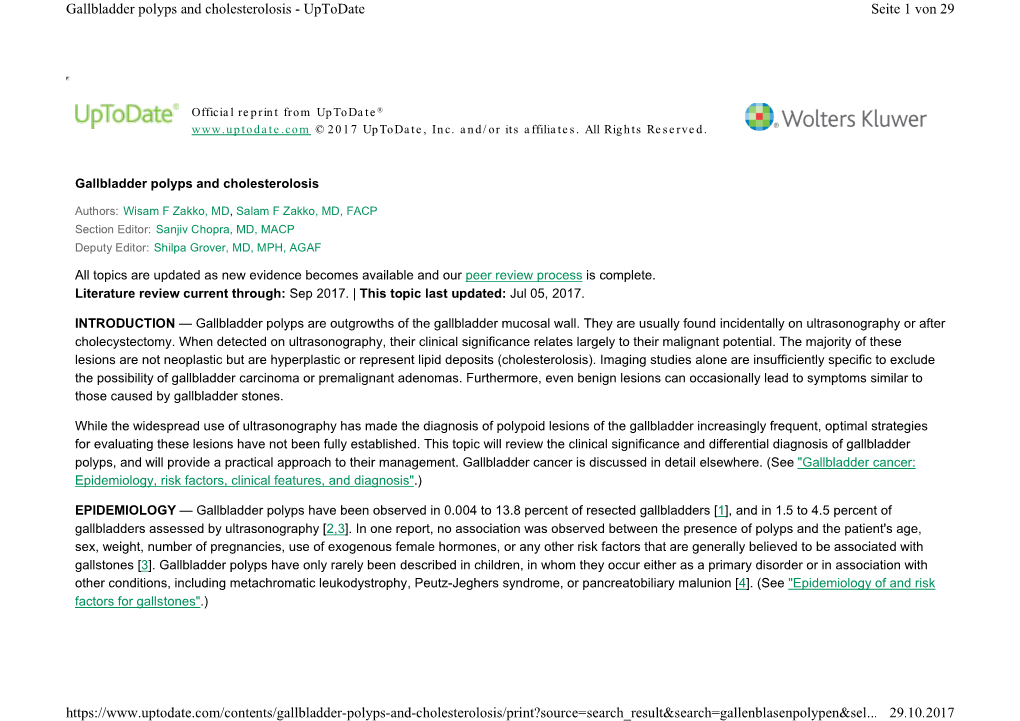 Seite 1 Von 29 Gallbladder Polyps and Cholesterolosis