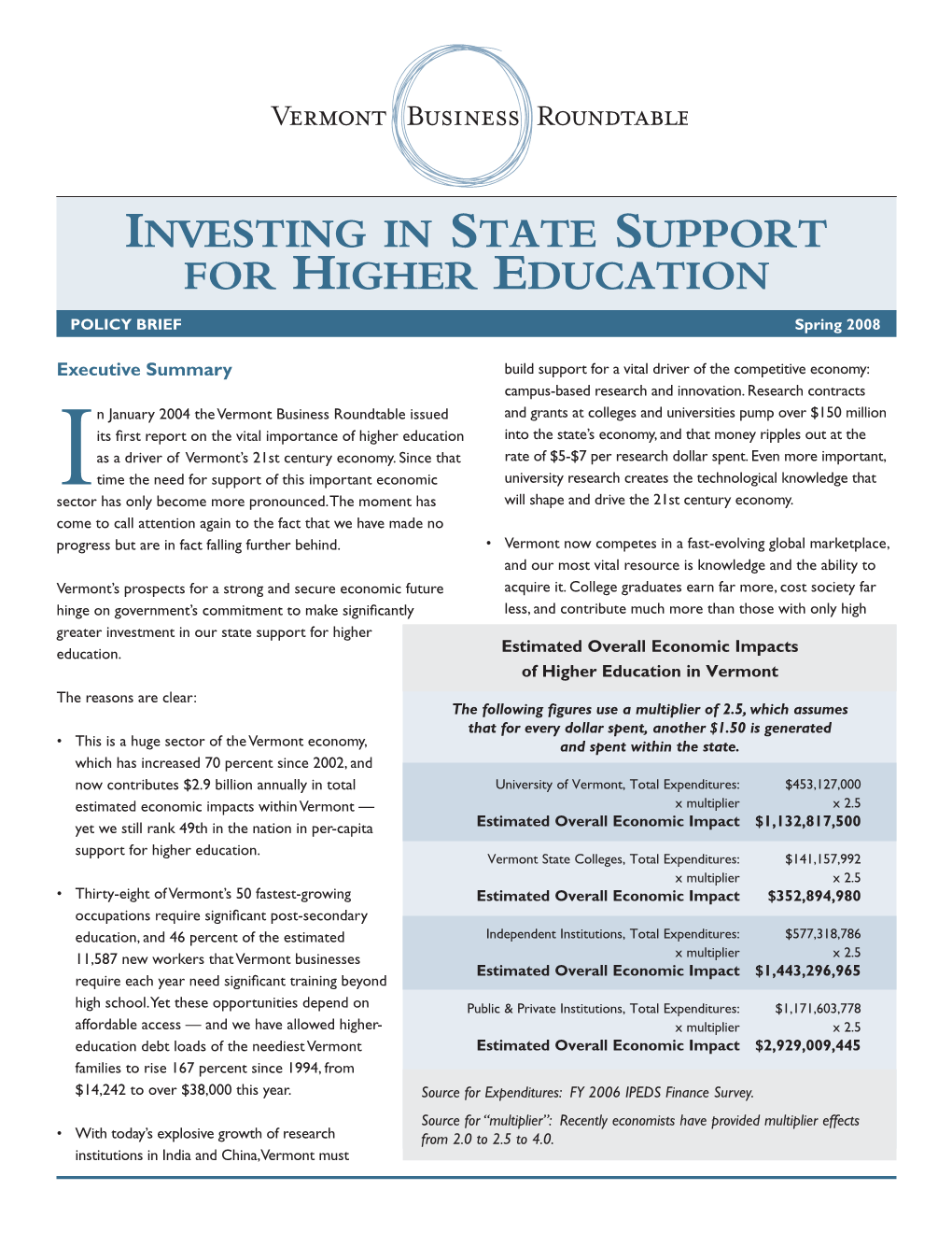 Higher Education Policy Brief
