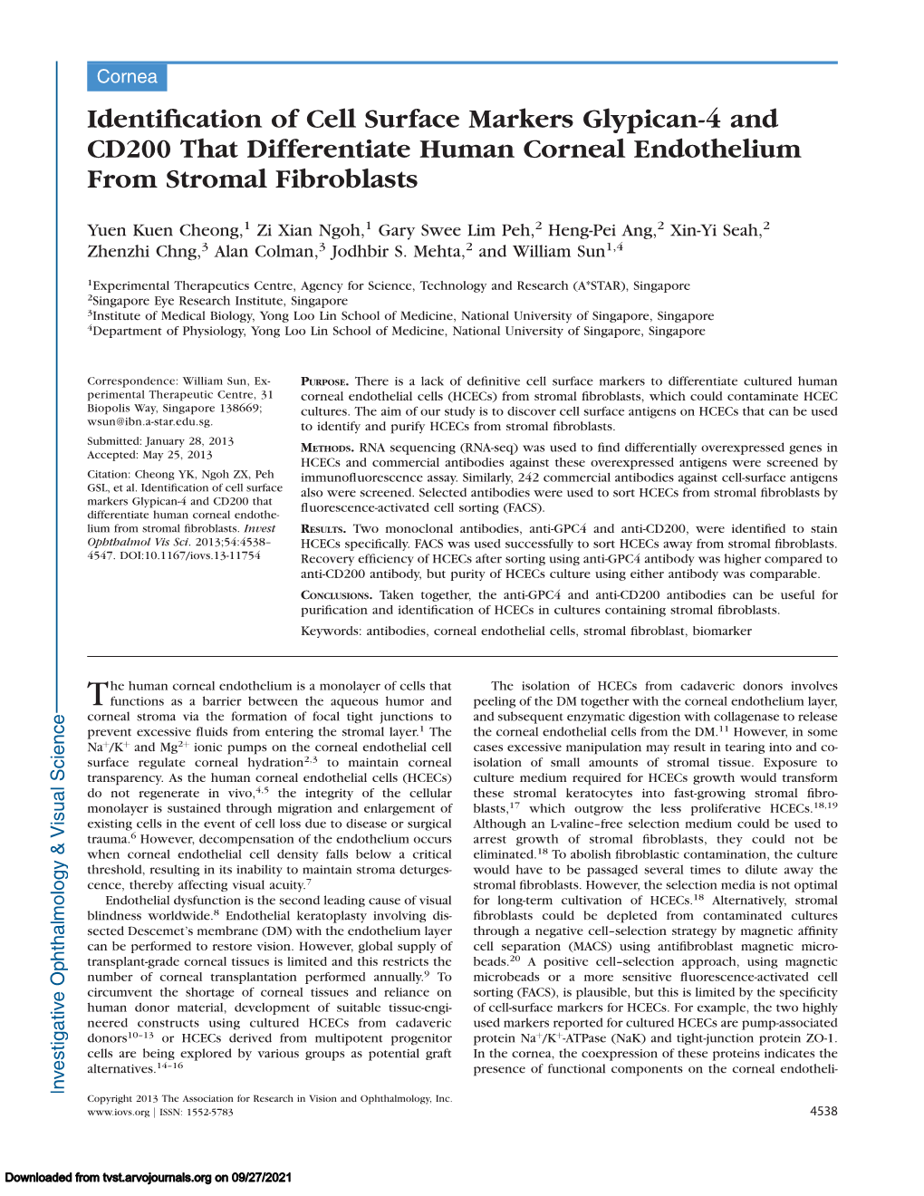 Identification of Cell Surface Markers Glypican-4 and CD200 That