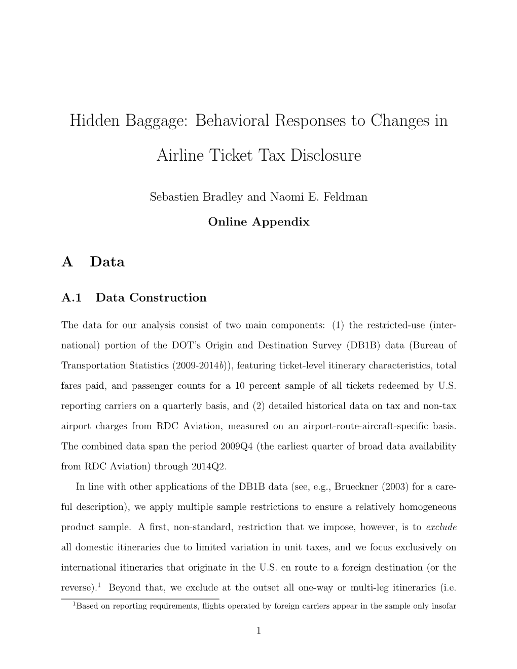 Behavioral Responses to Changes in Airline Ticket Tax Disclosure