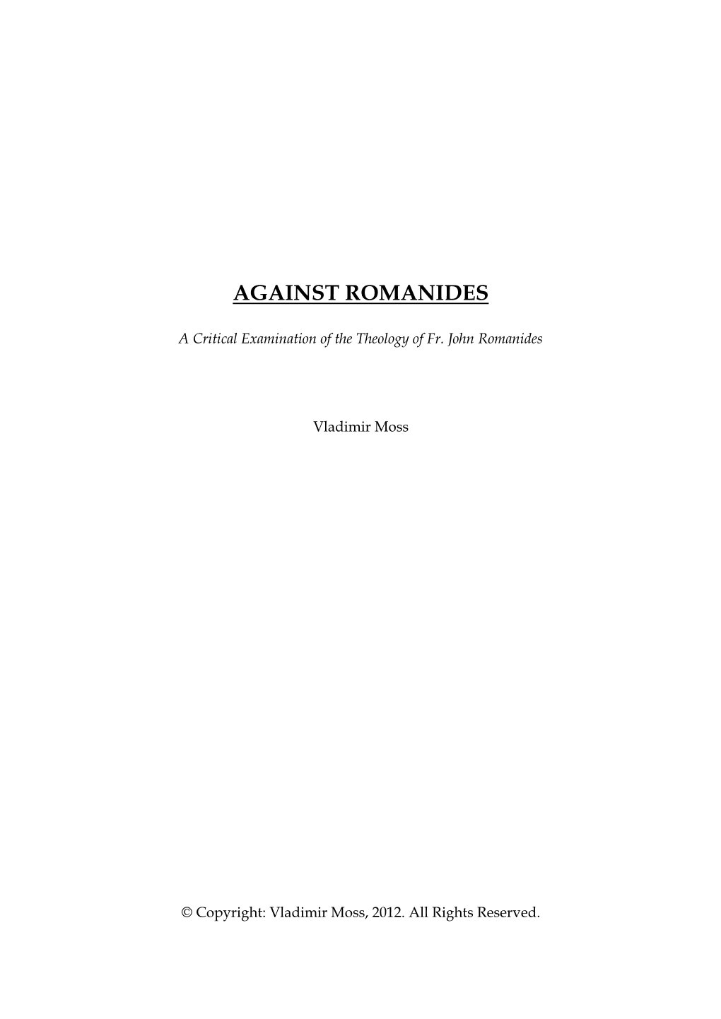 Against Romanides