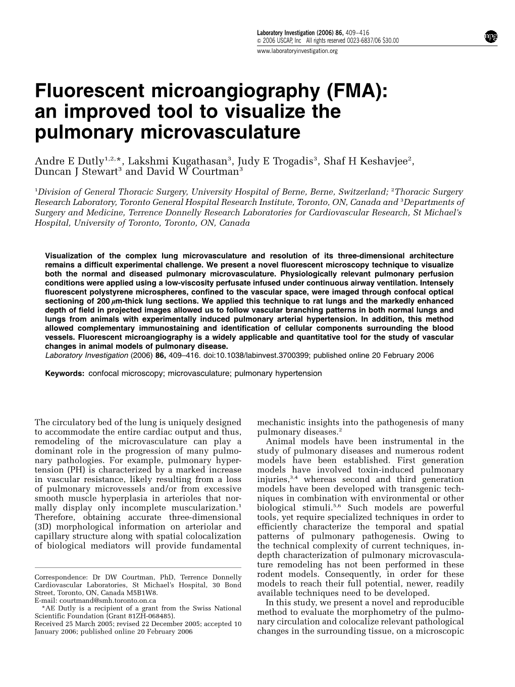 Fluorescent Microangiography (FMA): an Improved Tool to Visualize the Pulmonary Microvasculature