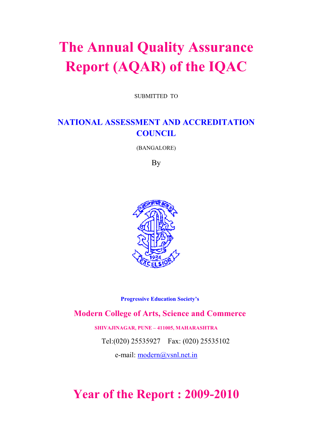 (AQAR) of the IQAC