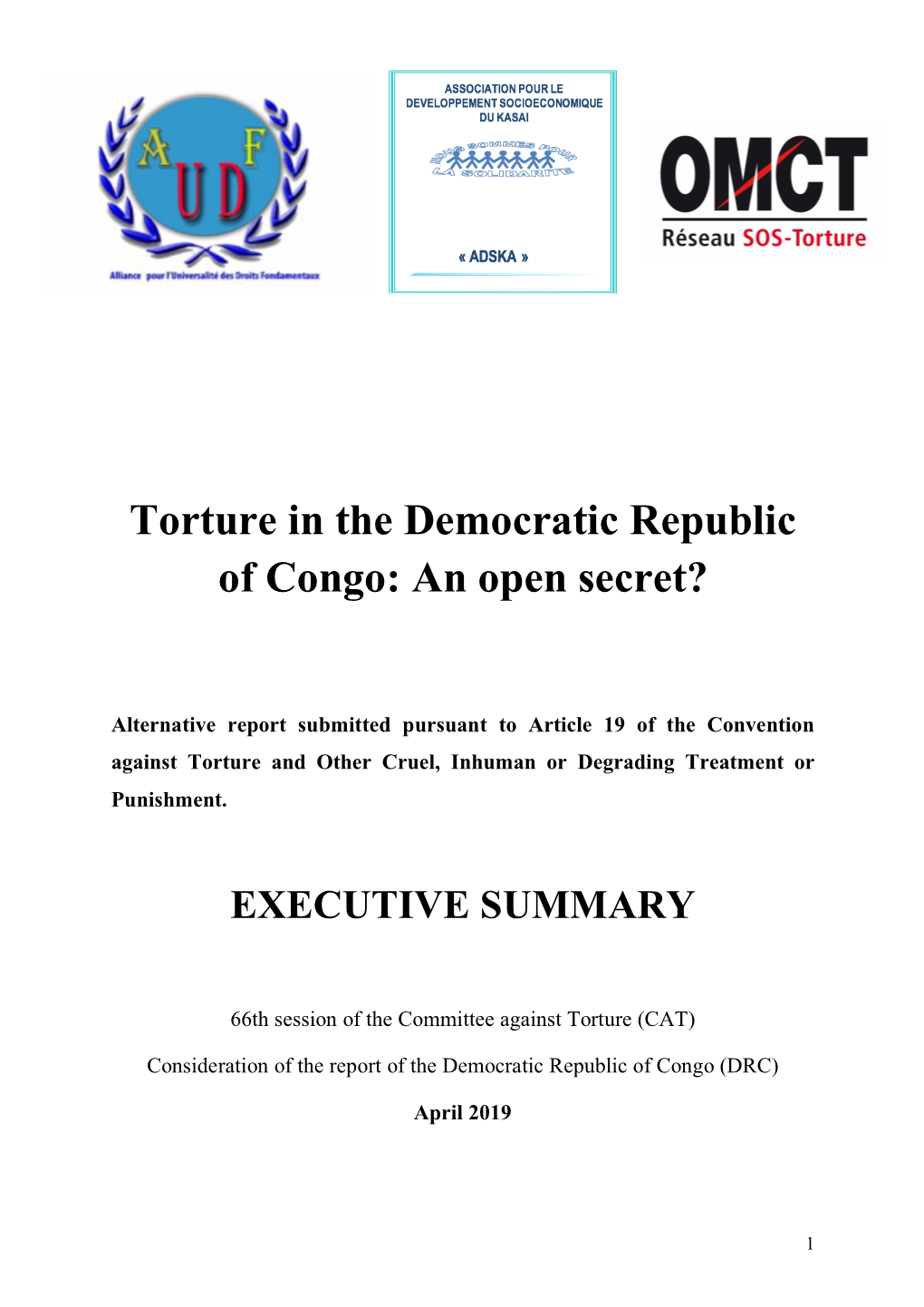 Torture in the Democratic Republic of Congo: an Open Secret?