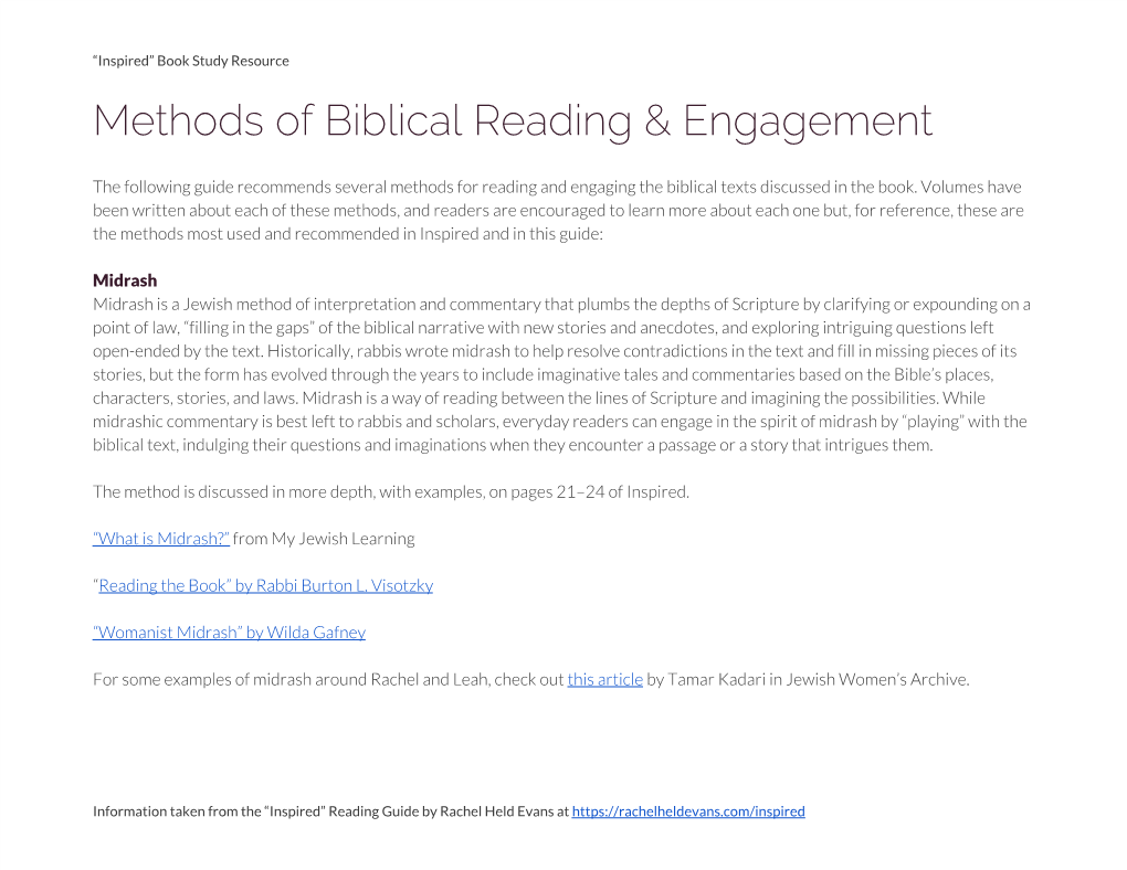 Methods of Biblical Reading & Engagement