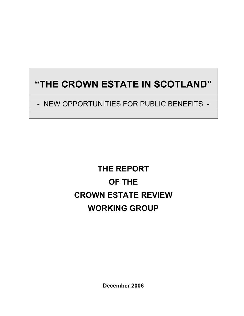 “The Crown Estate in Scotland”