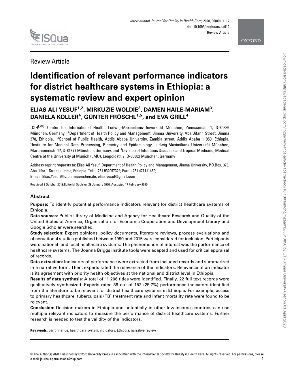 Identification of Relevant Performance Indicators for District Healthcare