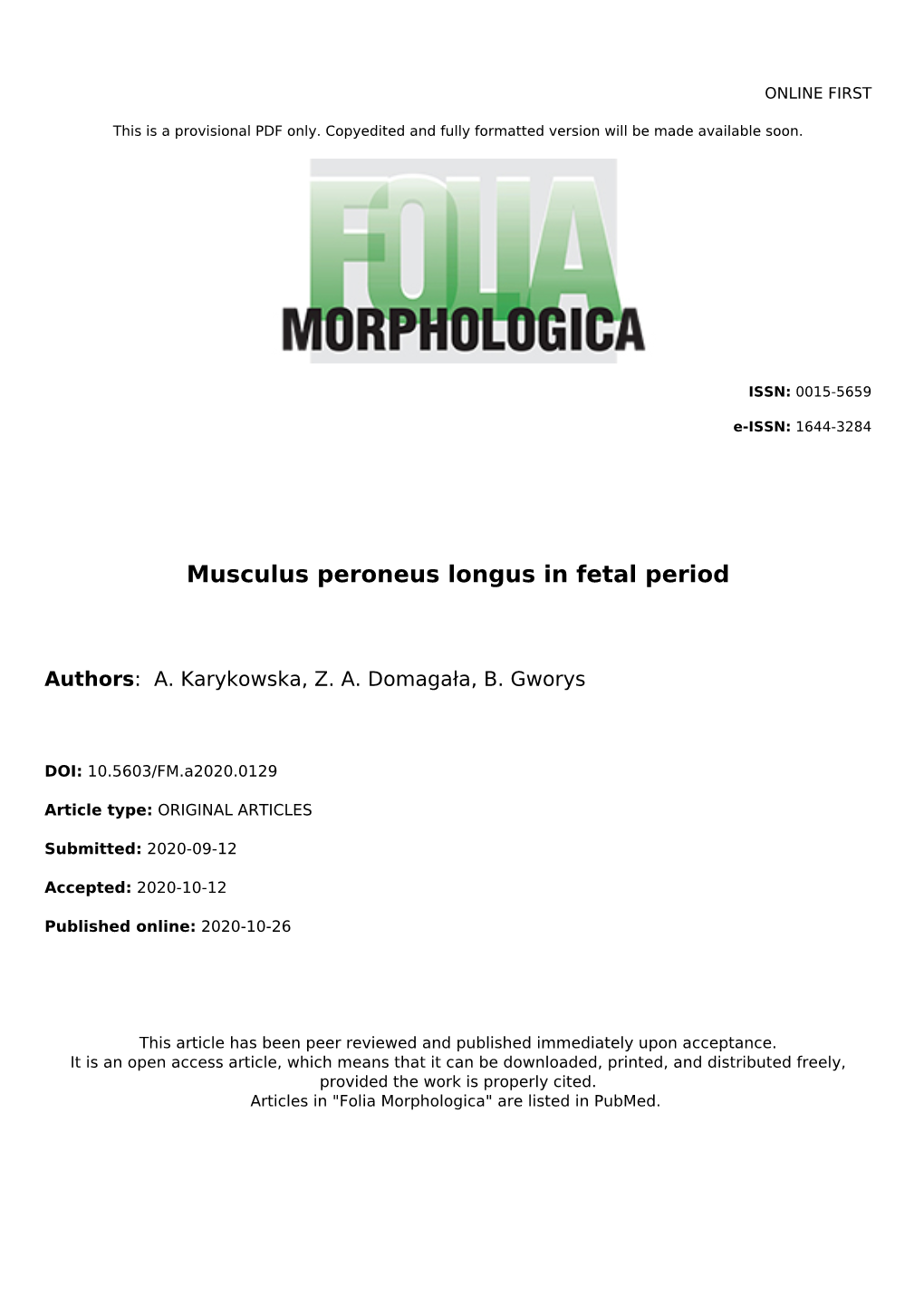 Musculus Peroneus Longus in Fetal Period