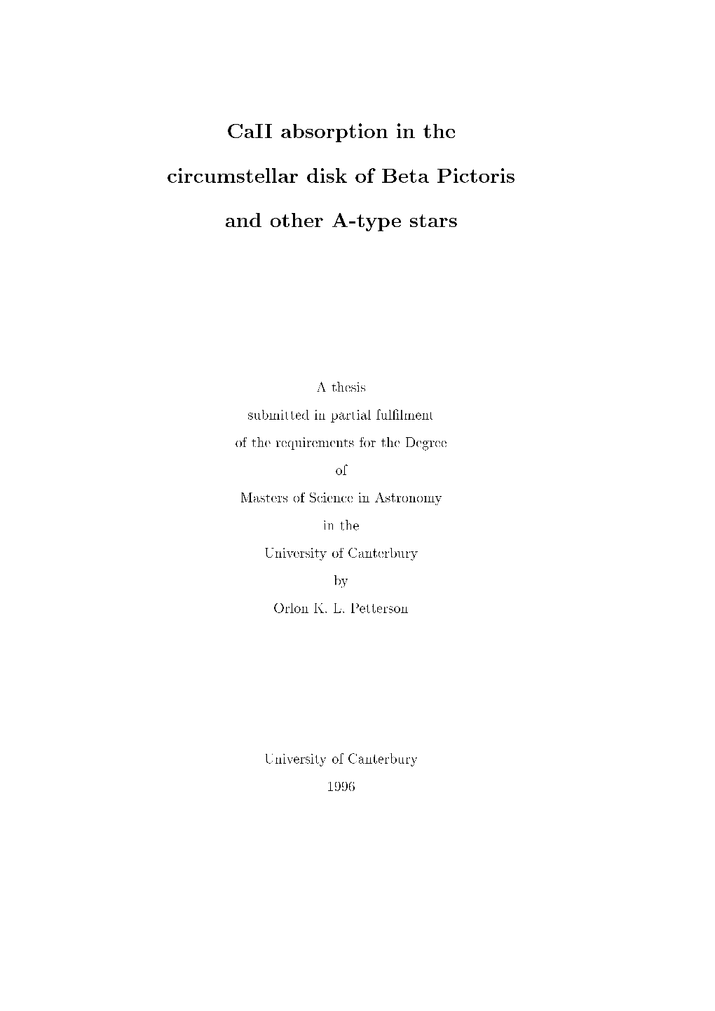 Caii Absorption in the Circumstellar Disk of Beta Pictoris and Other A