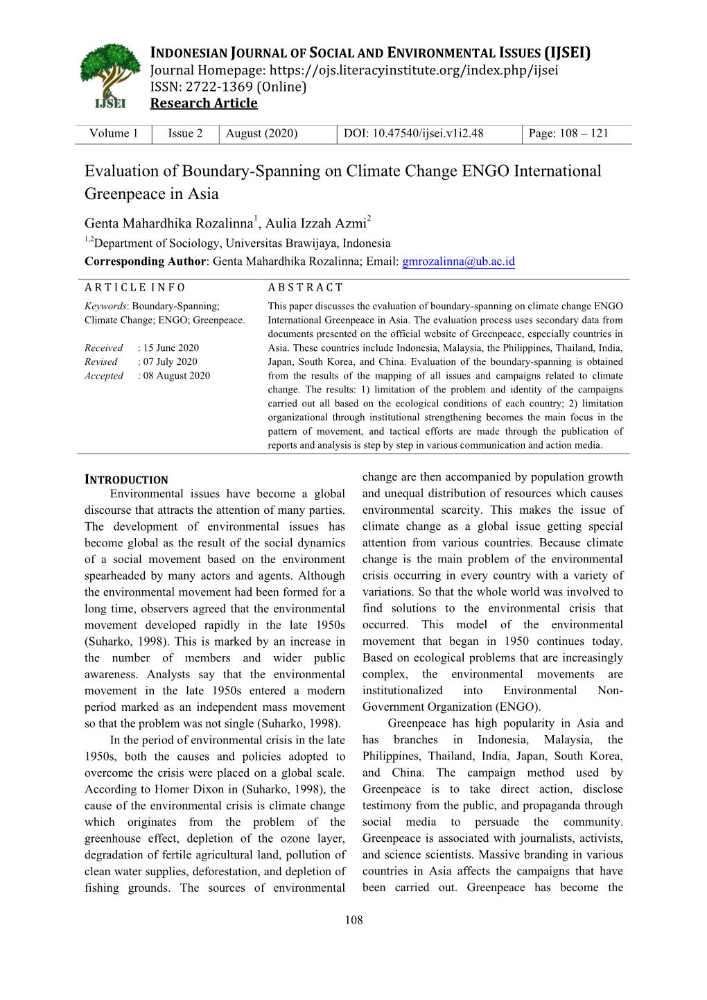 Evaluation of Boundary-Spanning on Climate Change ENGO