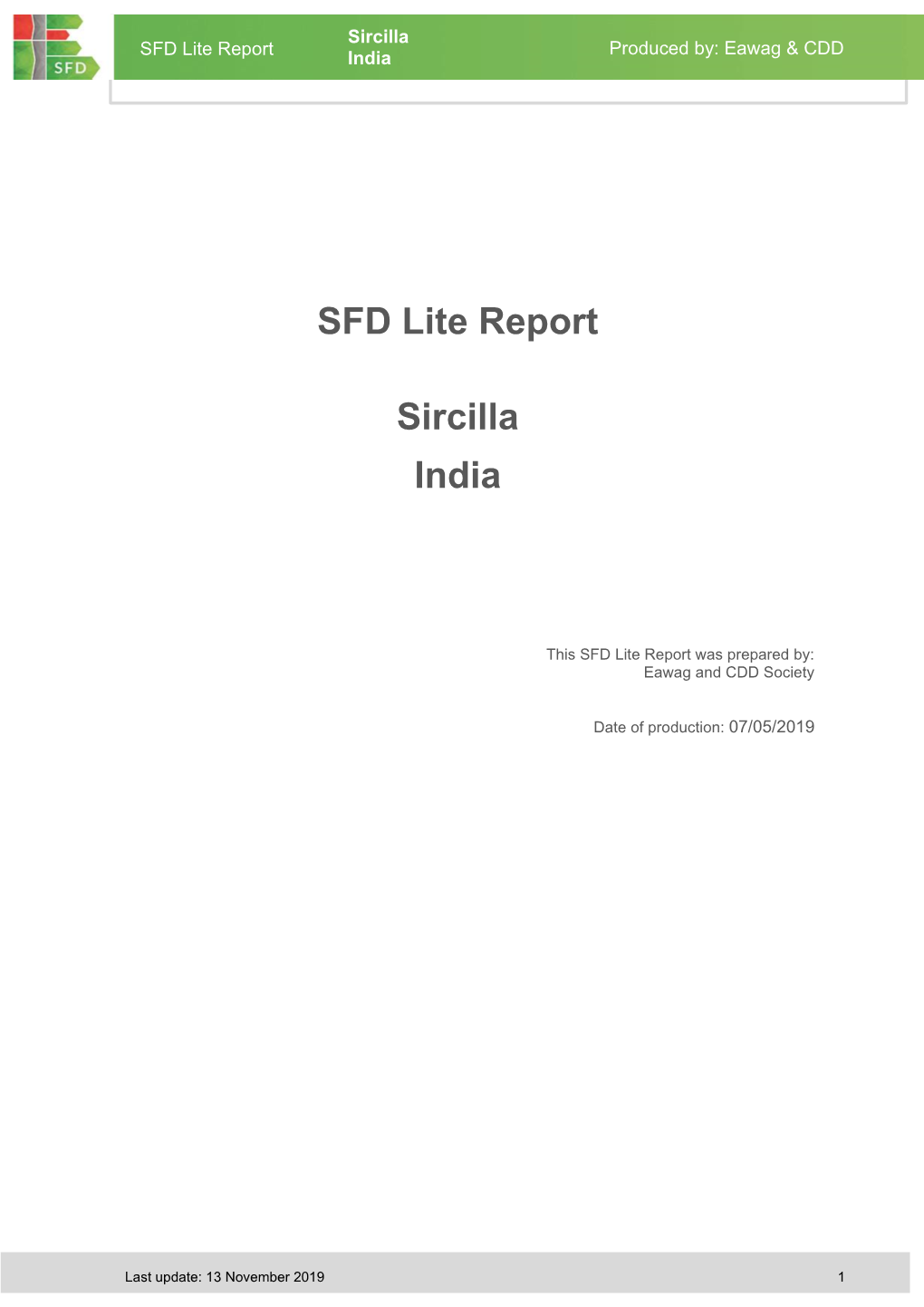 SFD Lite Report Sircilla India