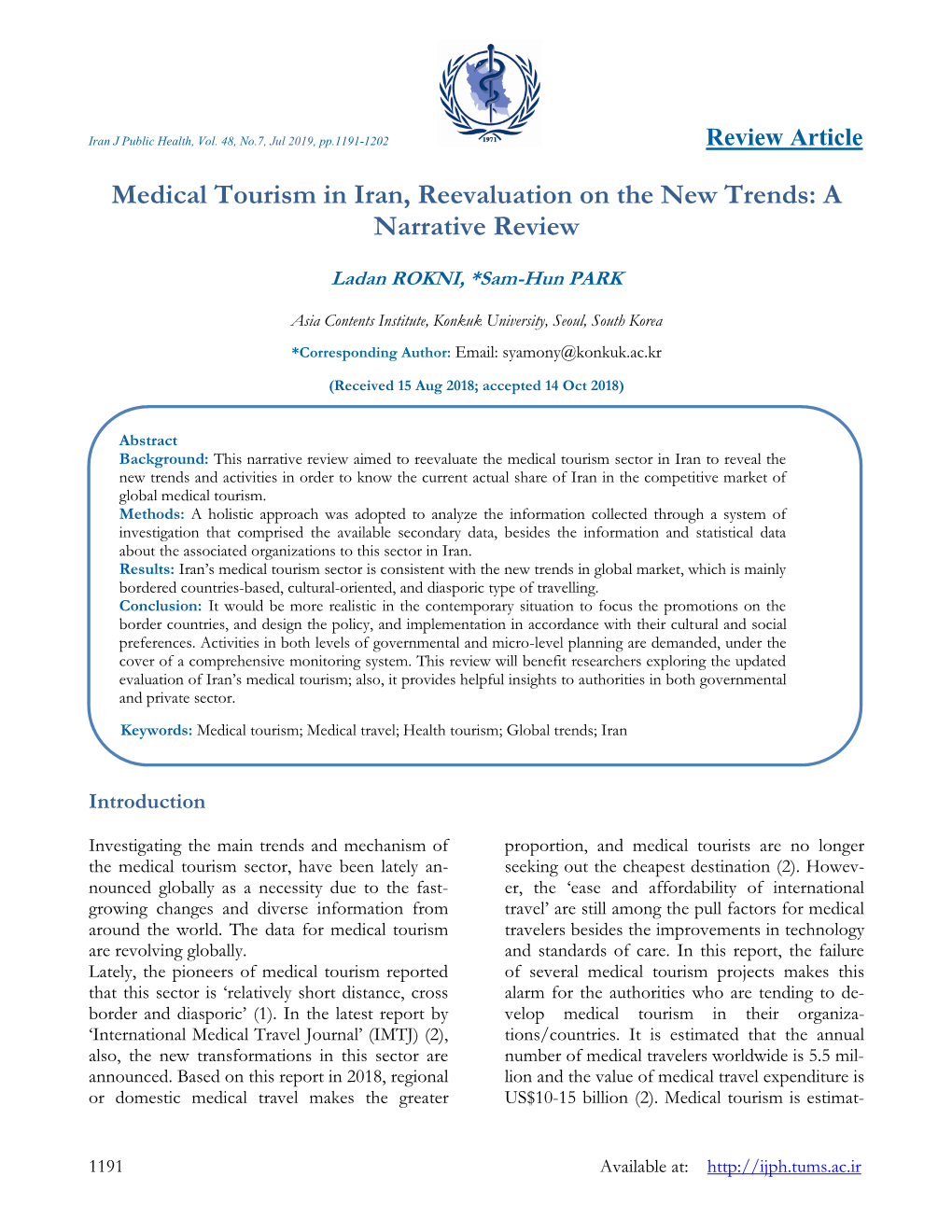 Medical Tourism in Iran, Reevaluation on the New Trends: a Narrative Review