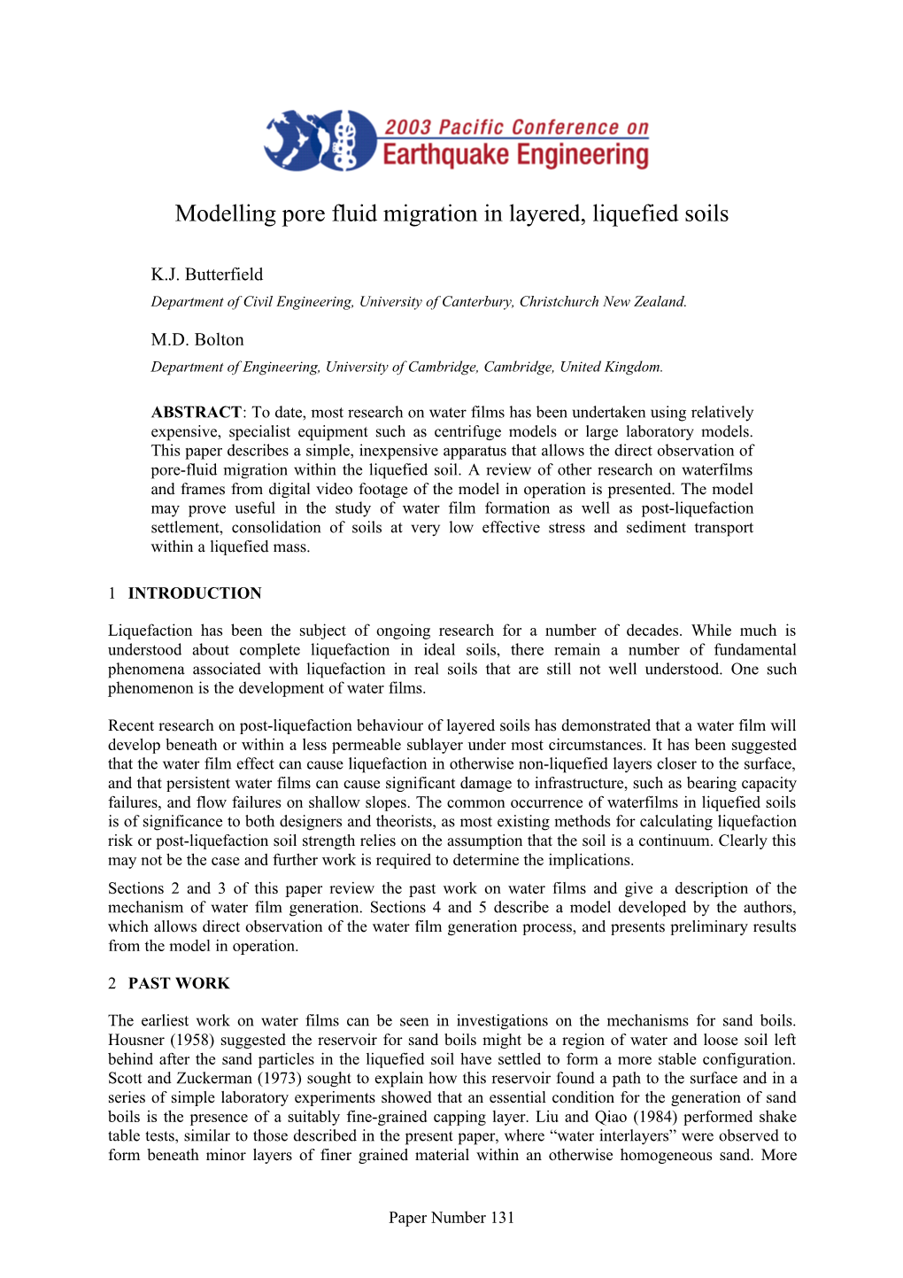 Modelling Pore Fluid Migration in Layered, Liquefied Soils