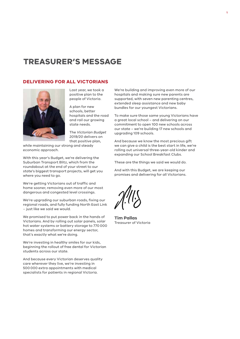 Treasurer's Message