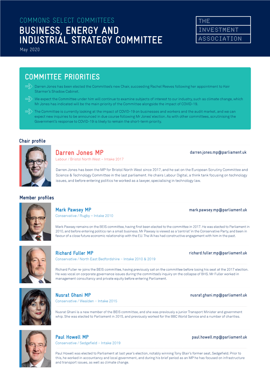BUSINESS, ENERGY and INDUSTRIAL STRATEGY COMMITTEE May 2020