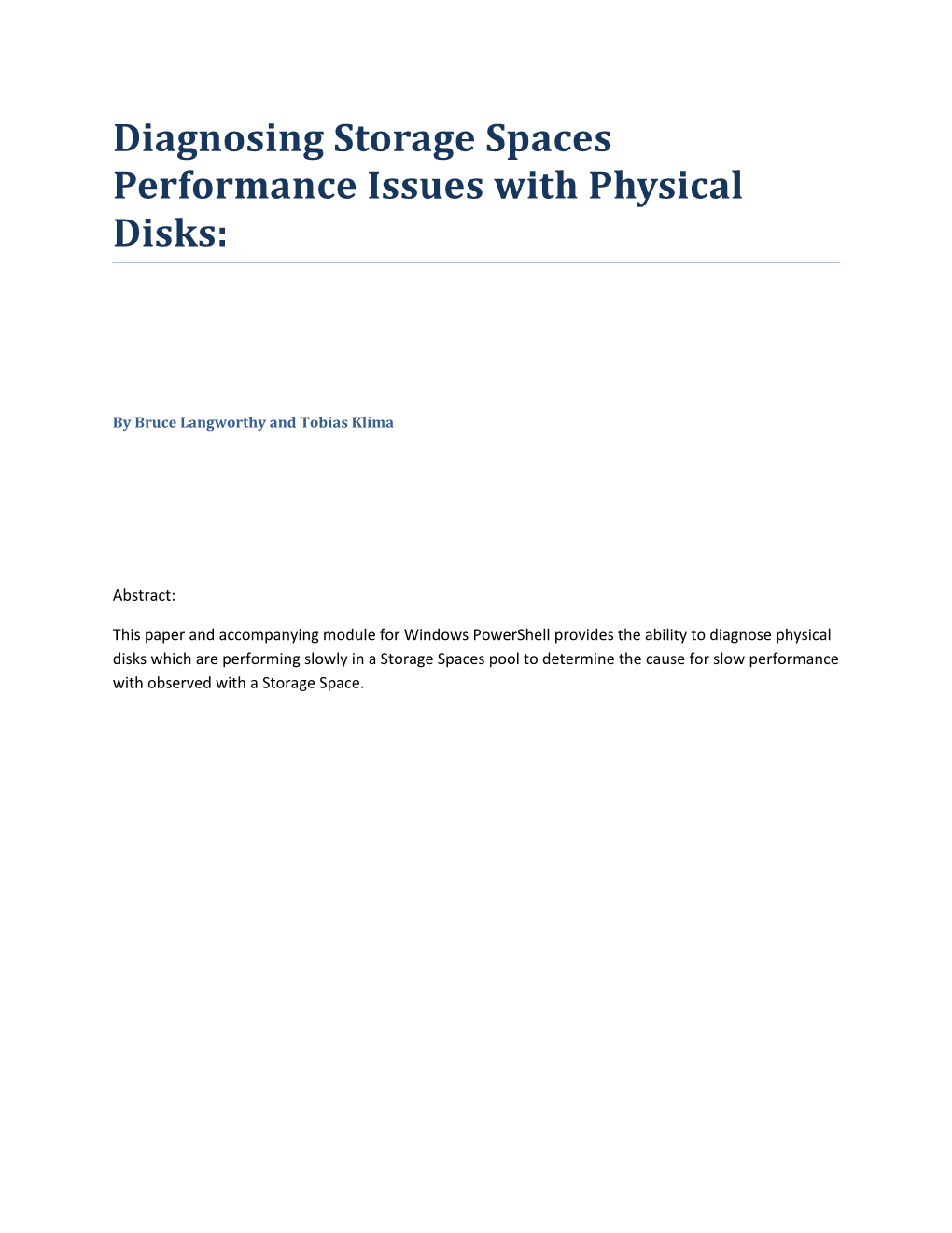 Diagnosing Storage Spaces Performance Issues with Physical Disks