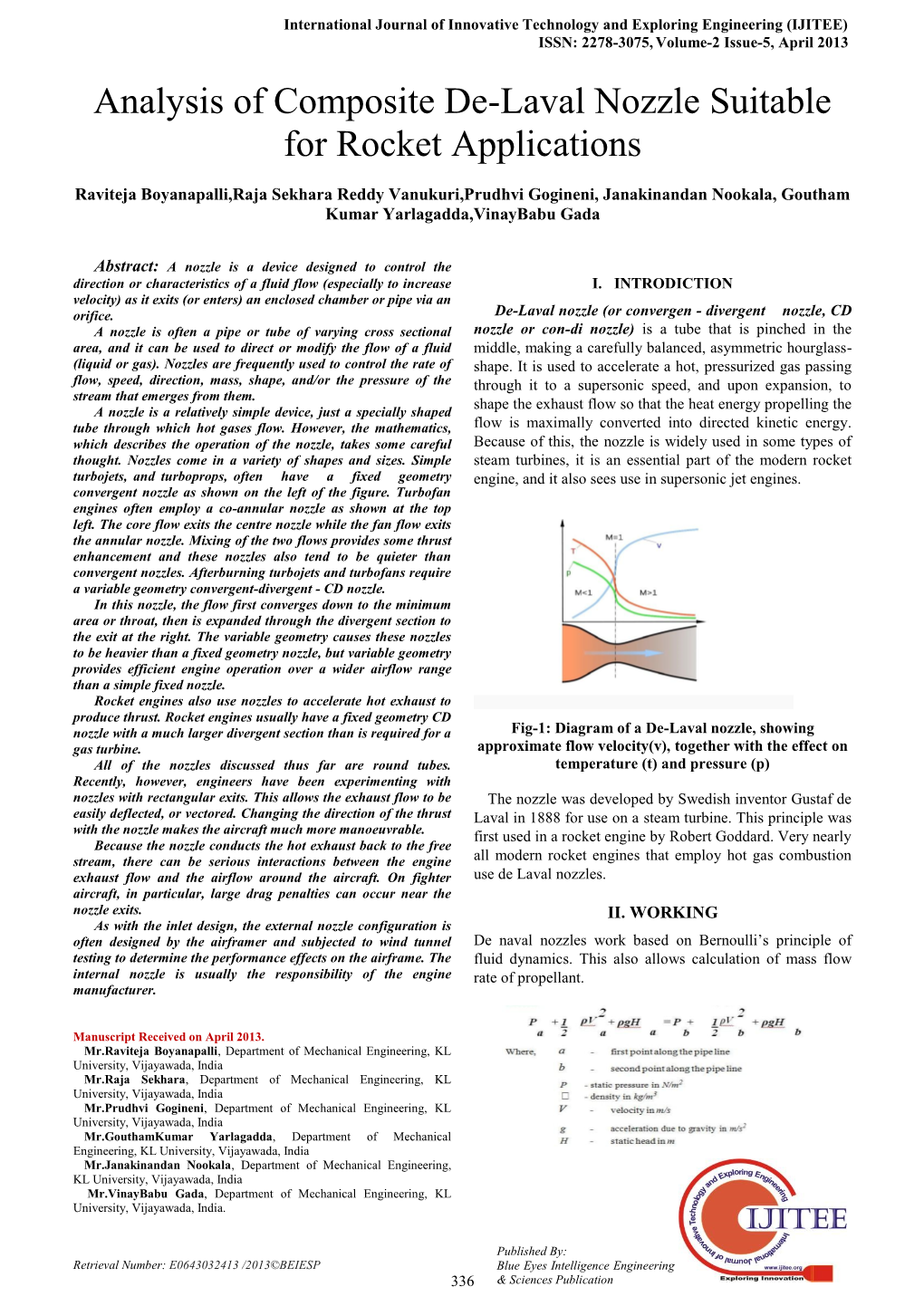 Analysis of Composite De-Laval Nozzle Suitable for Rocket Applications