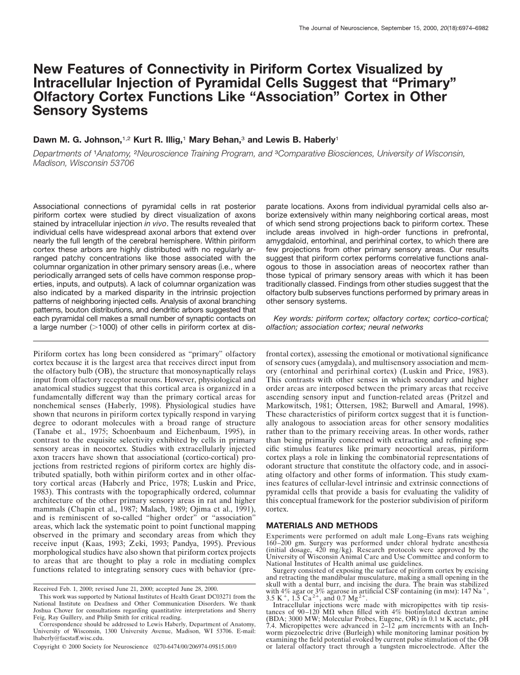 New Features of Connectivity in Piriform Cortex Visualized By