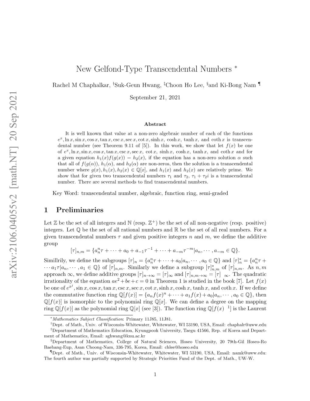 New Gelfond-Type Transcendental Numbers