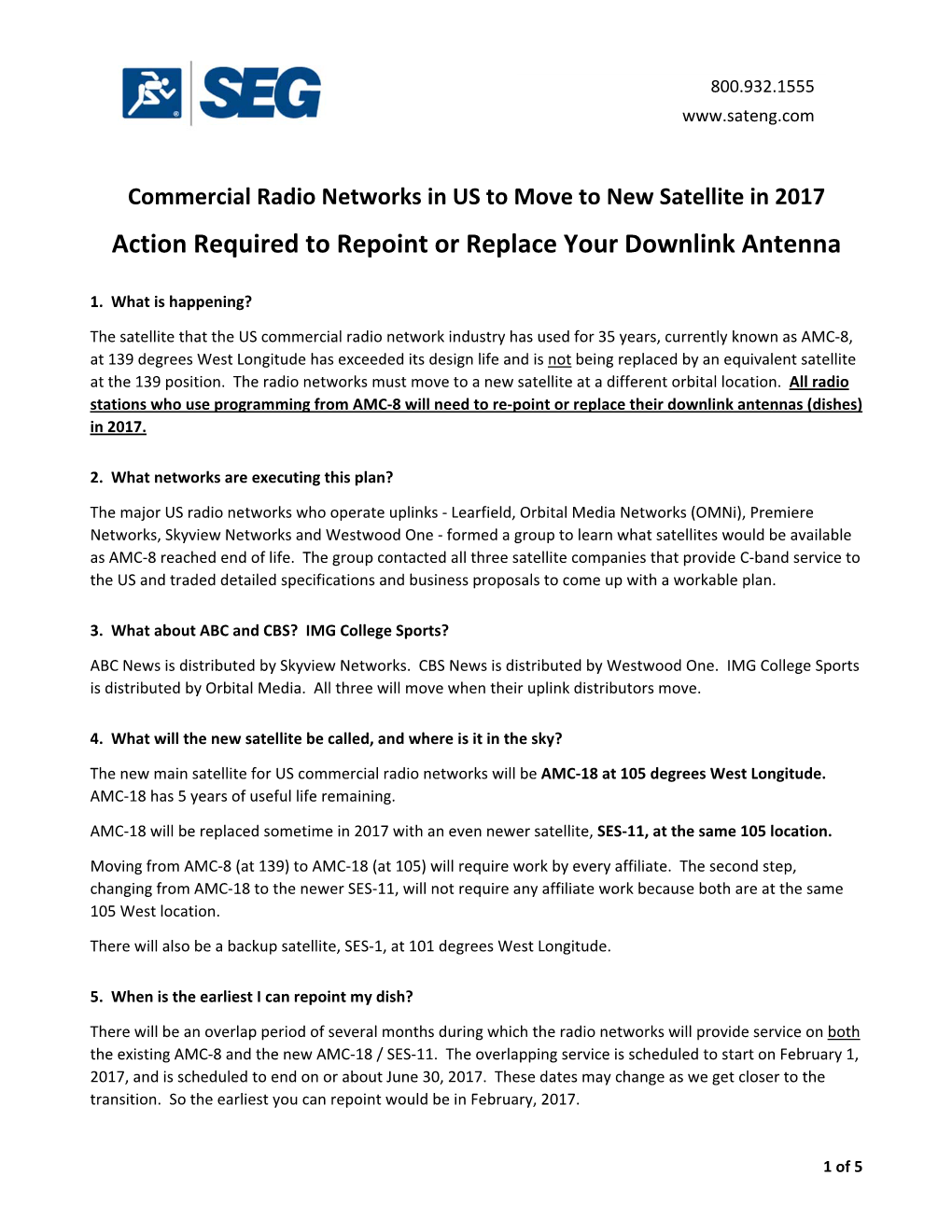 Action Required to Repoint Or Replace Your Downlink Antenna