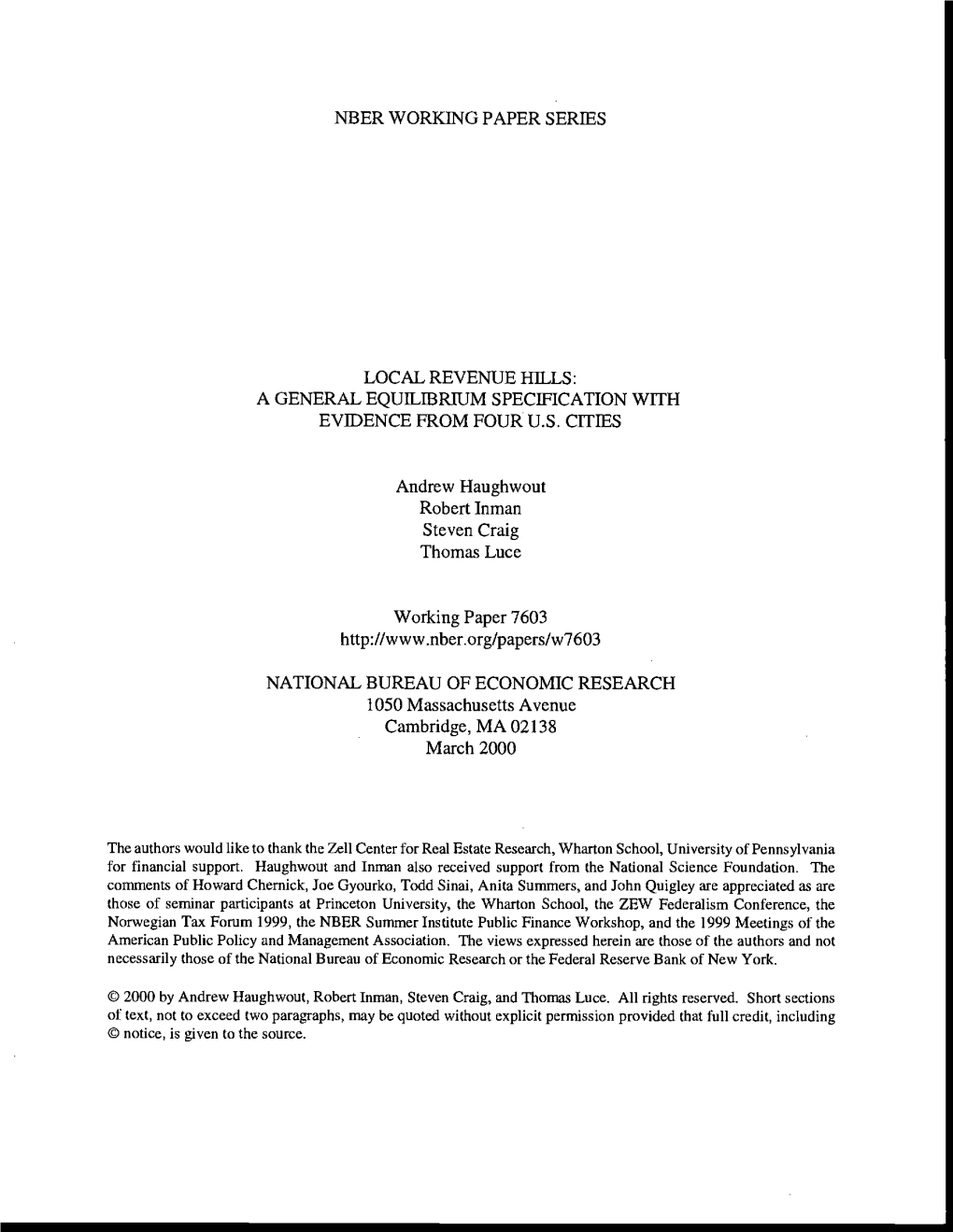 Local Revenue Hills: a General Equilibrium Specification with Evidence from Pour U.S