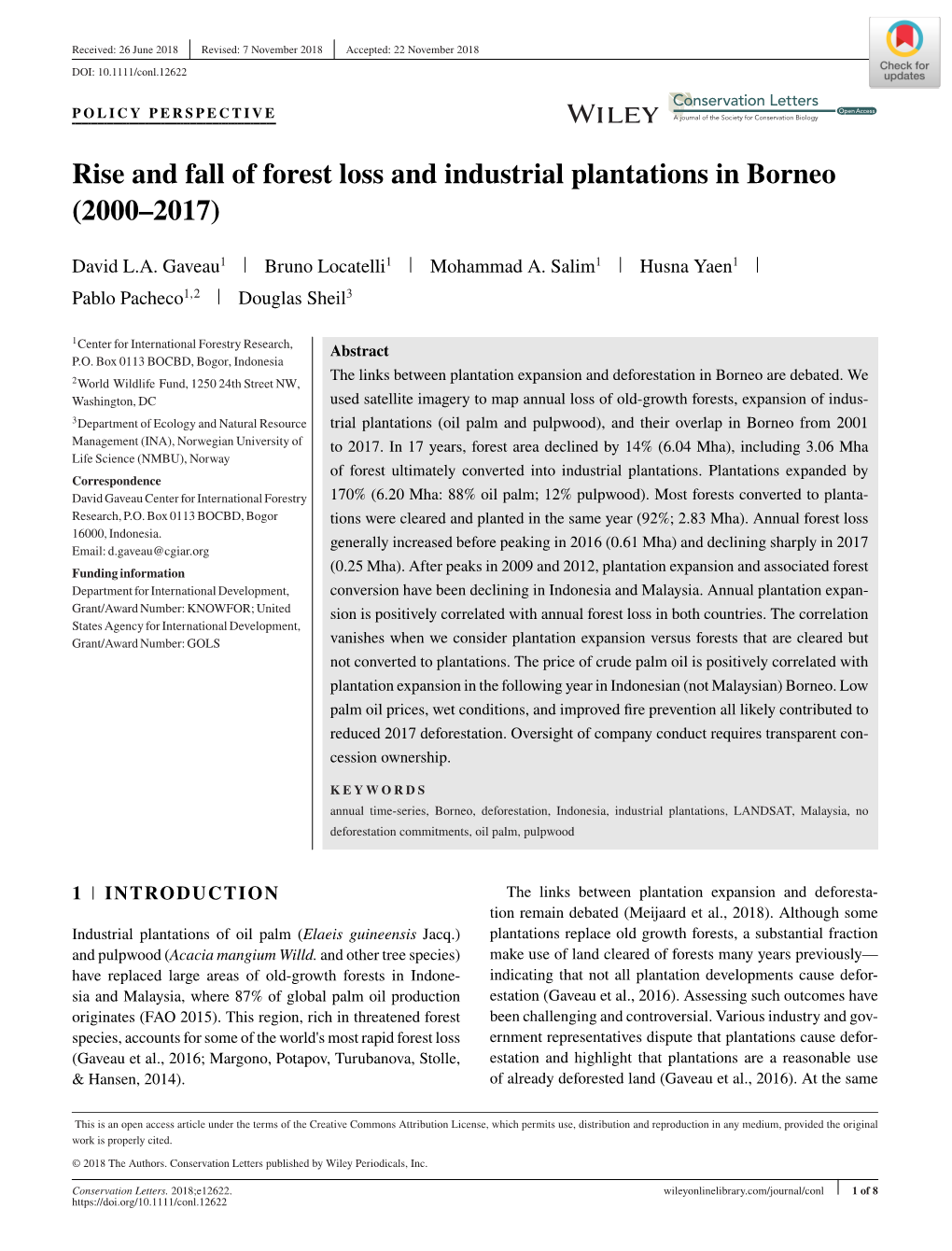 Rise and Fall of Forest Loss and Industrial Plantations in Borneo (2000–2017)